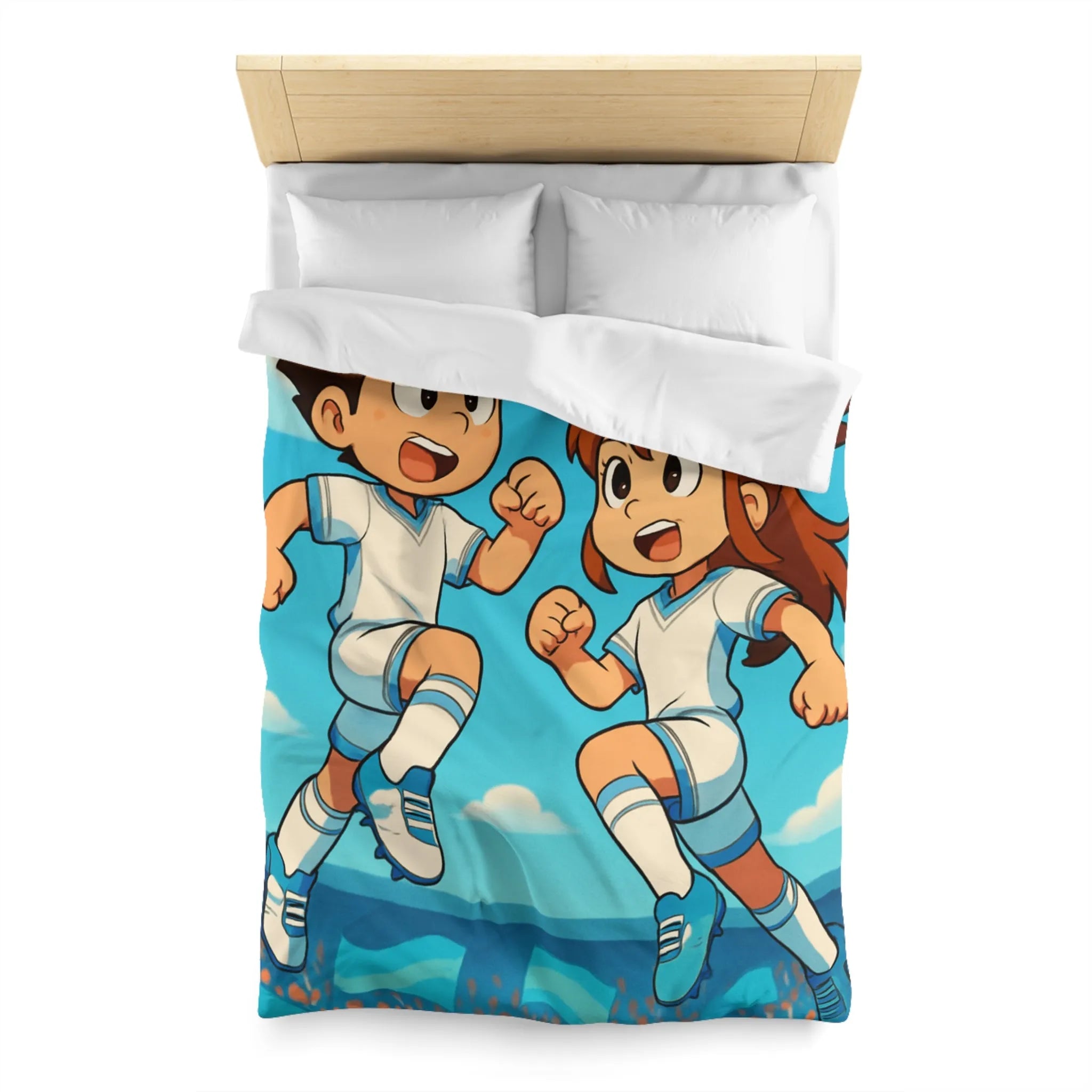 Housse de couette idéale pour jeunes fans de football avec personnages dynamiques