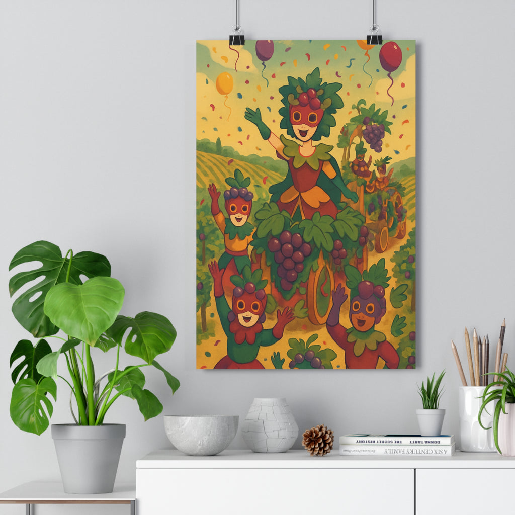 Poster décoratif cartoon vert violet jaune joyeux chambre salon enfant ludique ambiance festive qualité