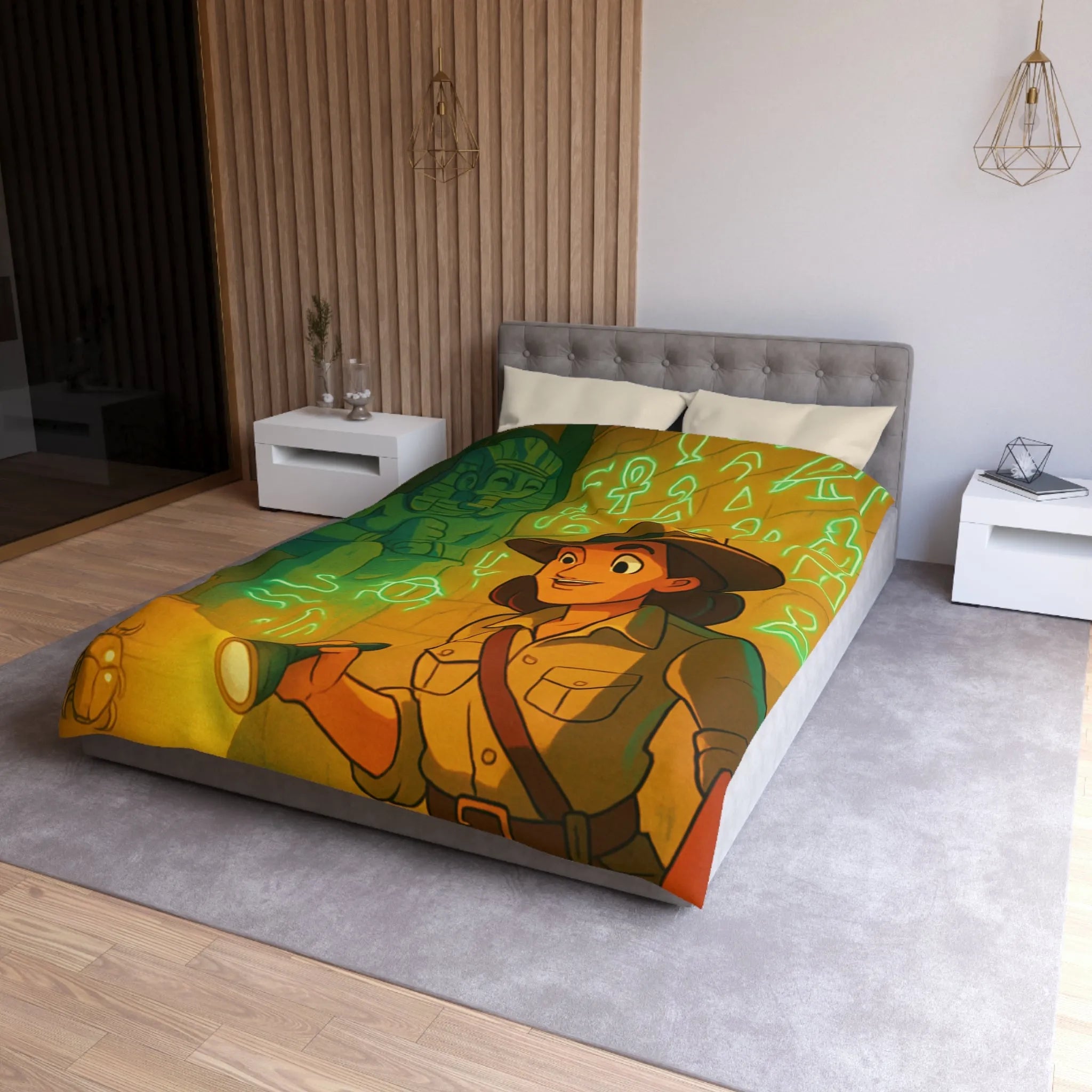 Housse de Couette Aventure Archéologique: Explorer des Hiéroglyphes dans une Pyramide Égyptienne Mystérieuse