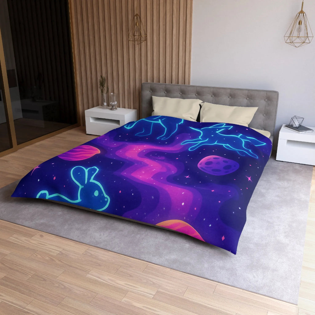 Housse de Couette Étoilée Animaux Néon Cosmiques pour Atmosphère Surnaturelle et Apaisante