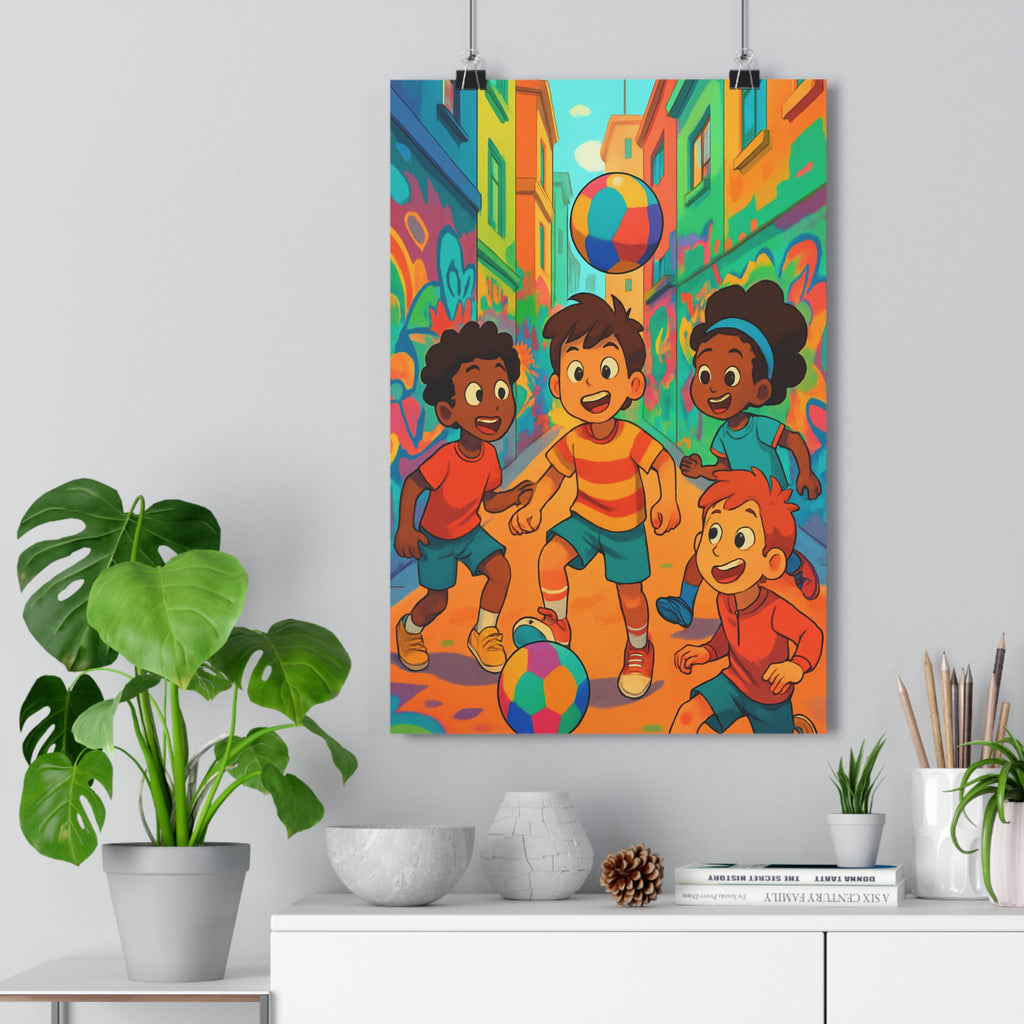 Poster décoratif enfant cartoon joyeux coloré ballon graffiti chambre jeu ambiance dynamique 30x46 cm