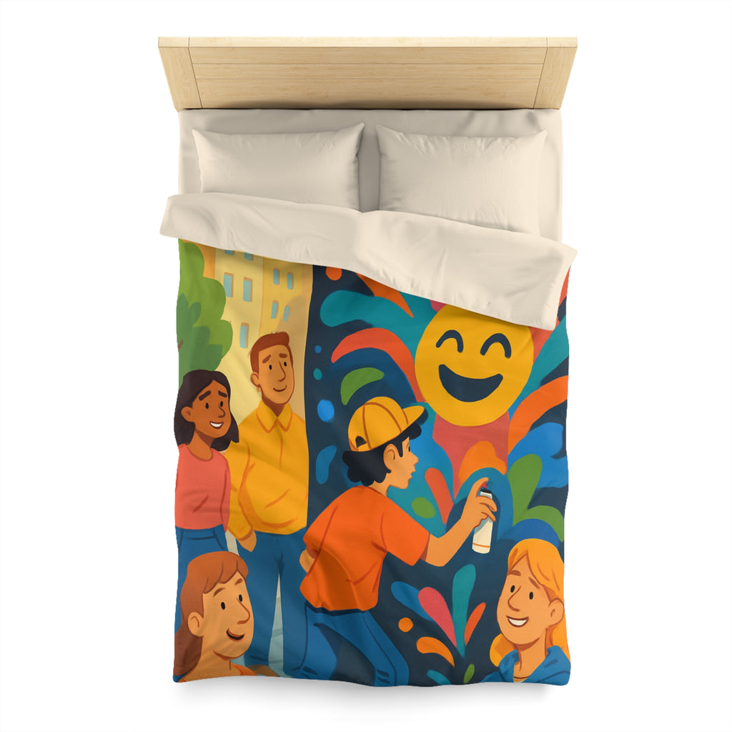 Housse de Couette Microfibre Design Artistique Moderne Décoration Chambre Confort Premium