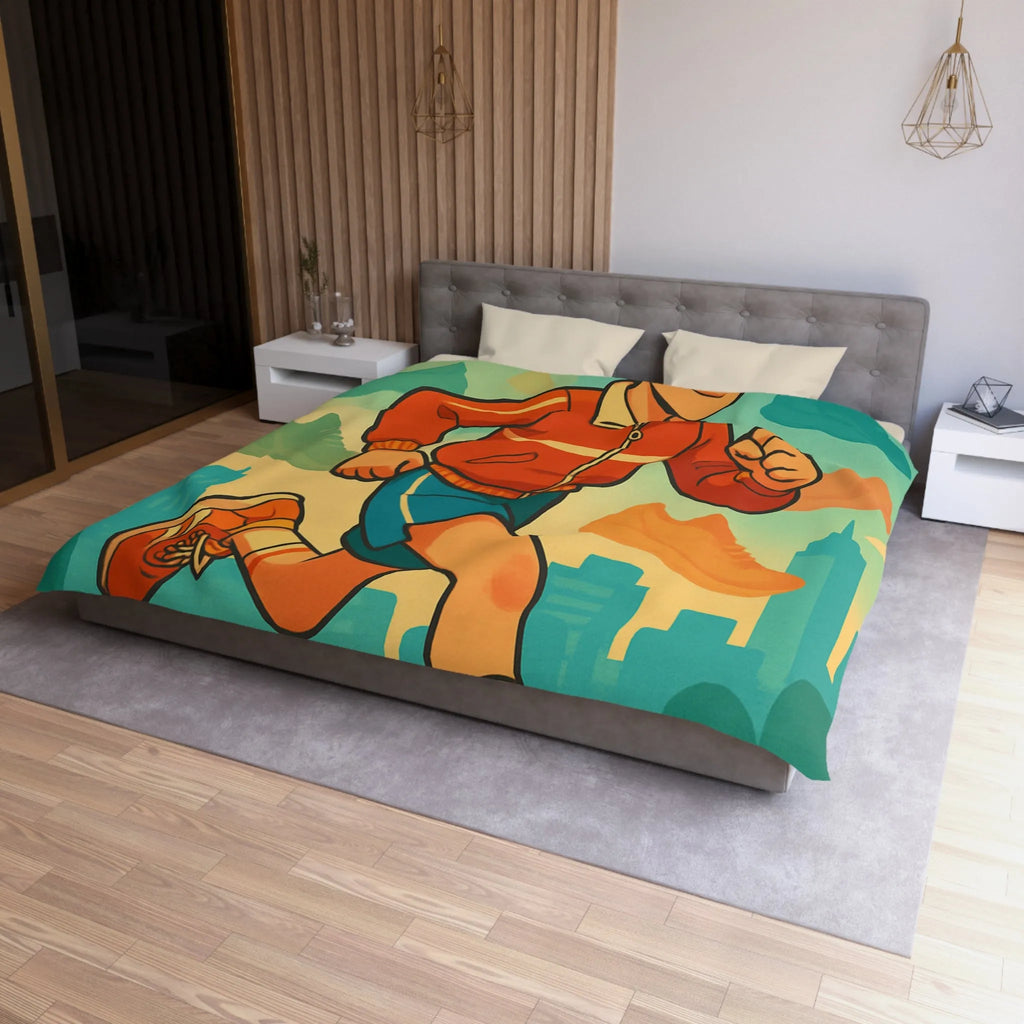 Housse de couette dynamique pour enfant avec athlète et nuancé de chaussures colorées