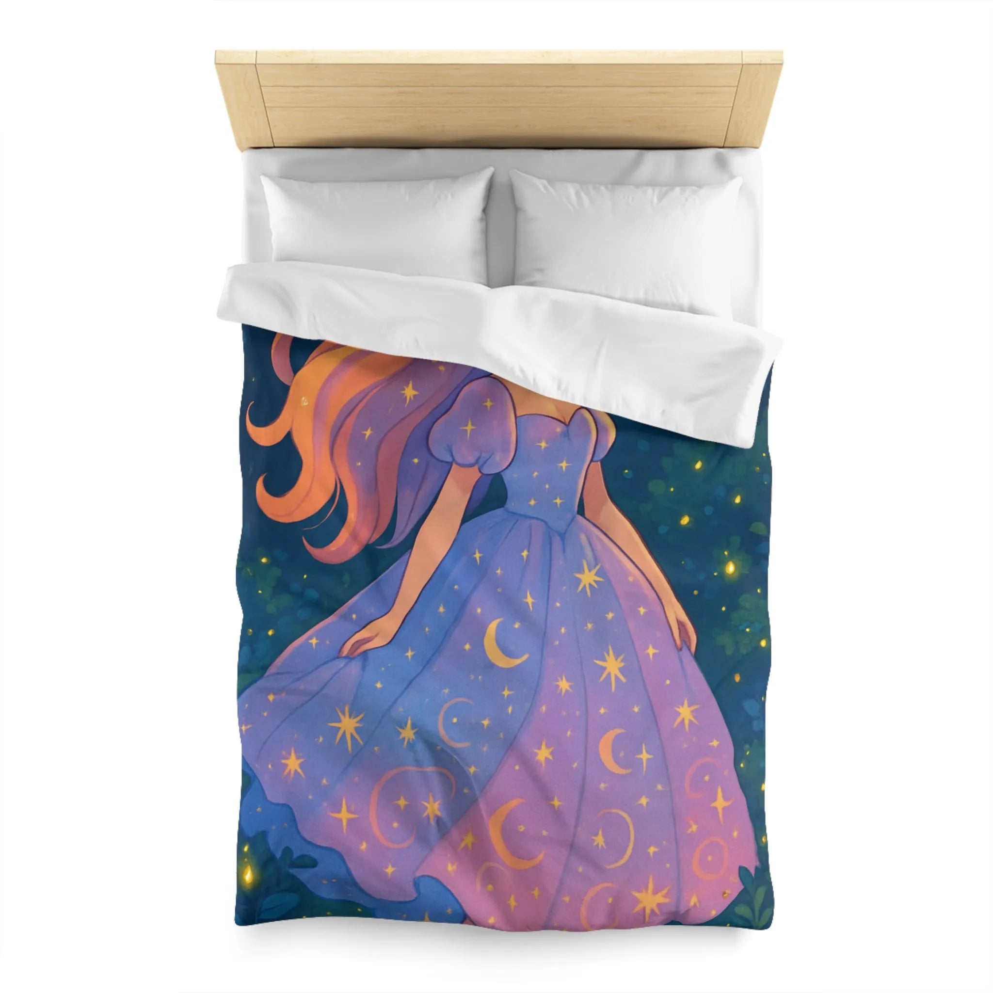 Housse de couette avec motif étoilé de princesse féerique dans la nuit enchantée