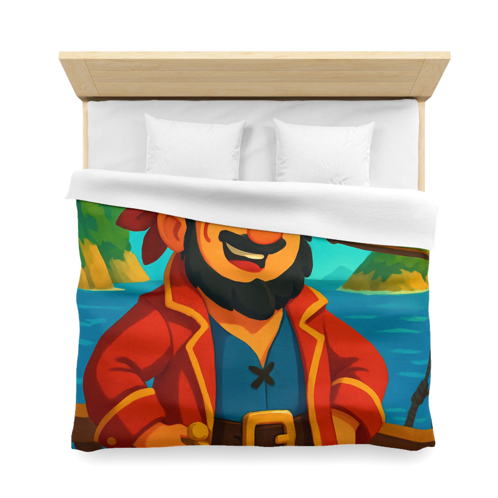 Housse de couette pirate joyeux avec carte au trésor et îles paradisiaques