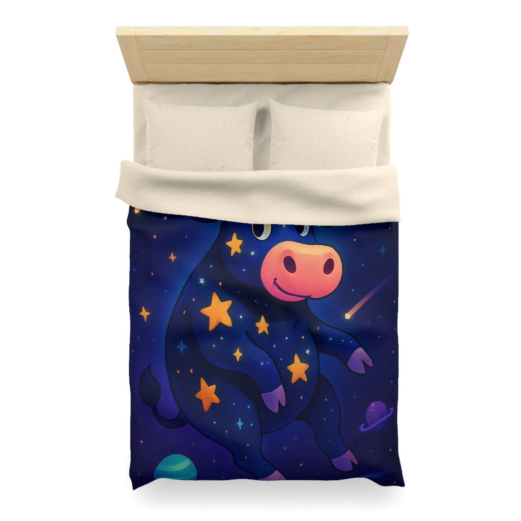 Housse de couette enfant avec taureau cosmique et étoiles au ciel enchanteur
