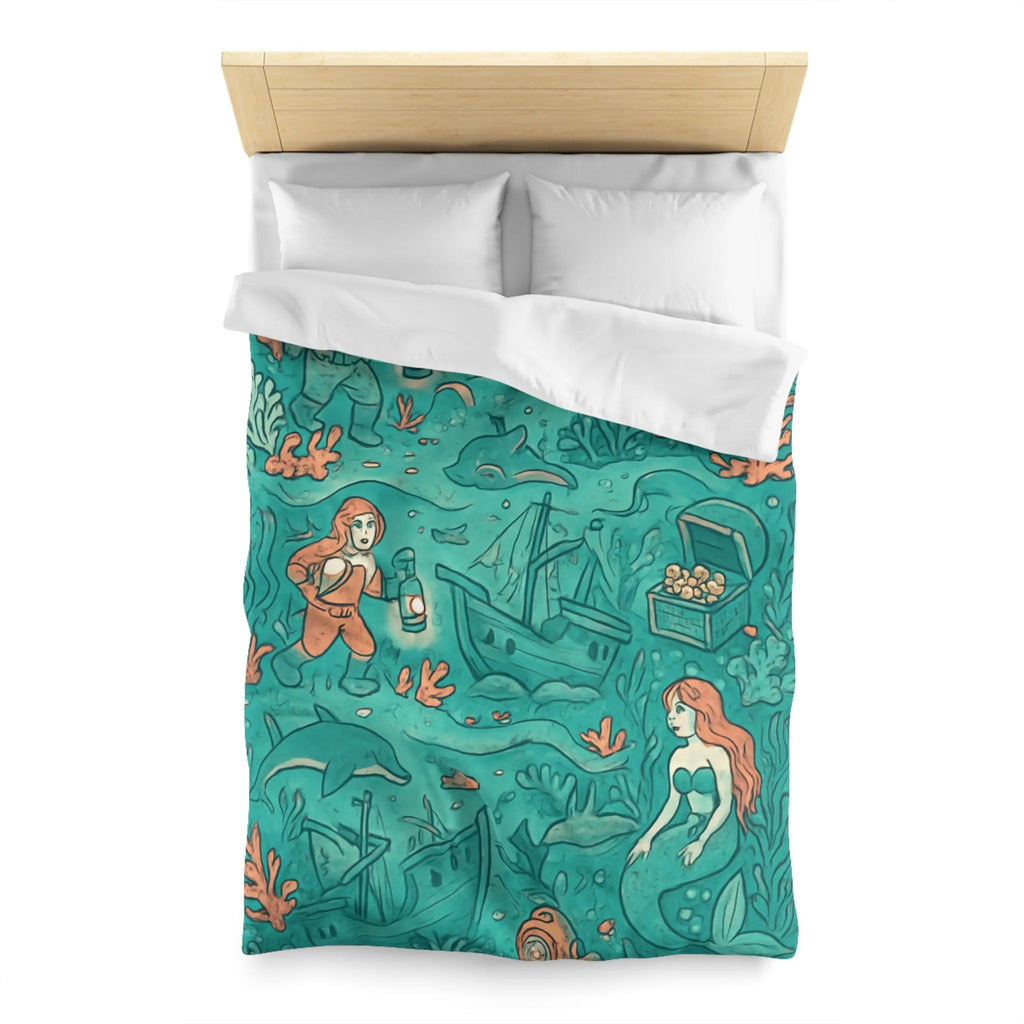 Dreamy Mermaid Enchantment: Diver's Exploration of Underwater World Bedding Delight for Kids