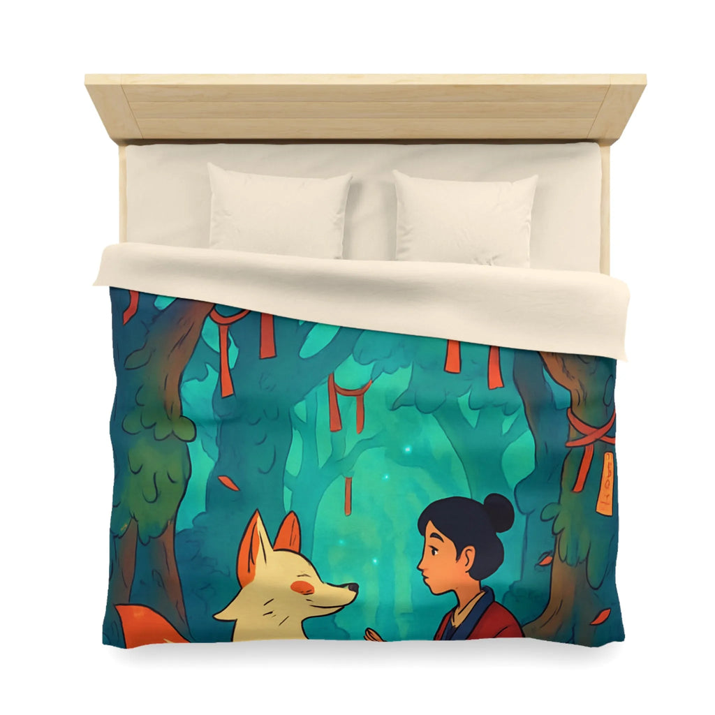 Housse de couette forêt magique avec renard et oiseaux pour chambre paisible