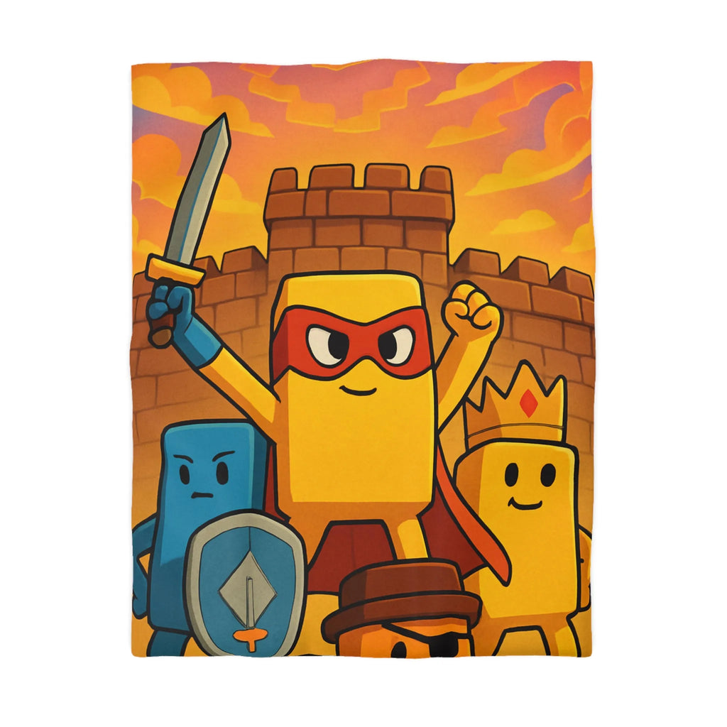 Housse de couette colorée avec personnages géométriques stylisés pour chambre d'enfant