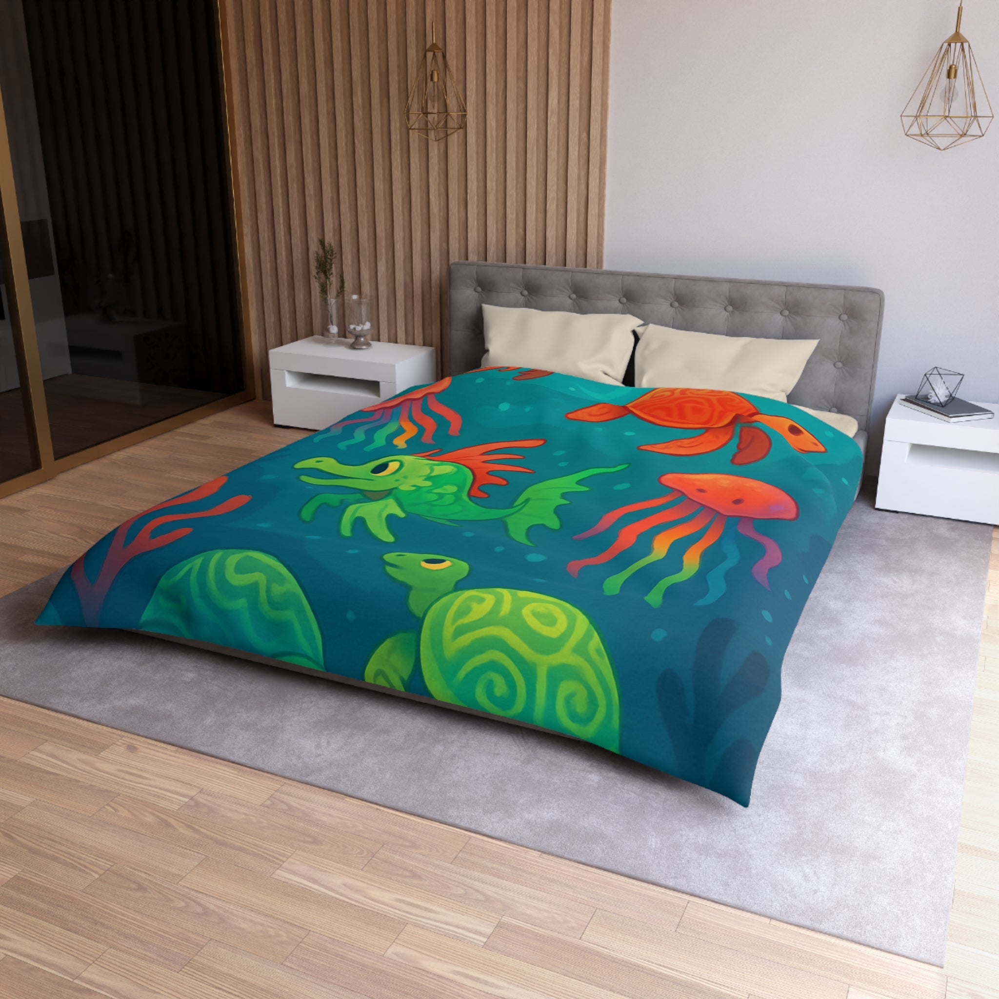 Housse de Couette Microfibre Illustration Unique Design Moderne Décoration Intérieure Raffinée