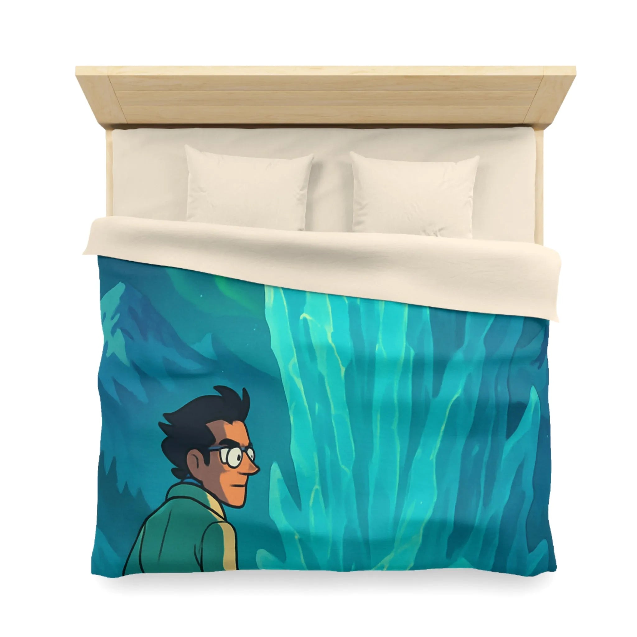 Décor polaire avec icebergs géants et exploration nocturne sous aurores boréales glaciales