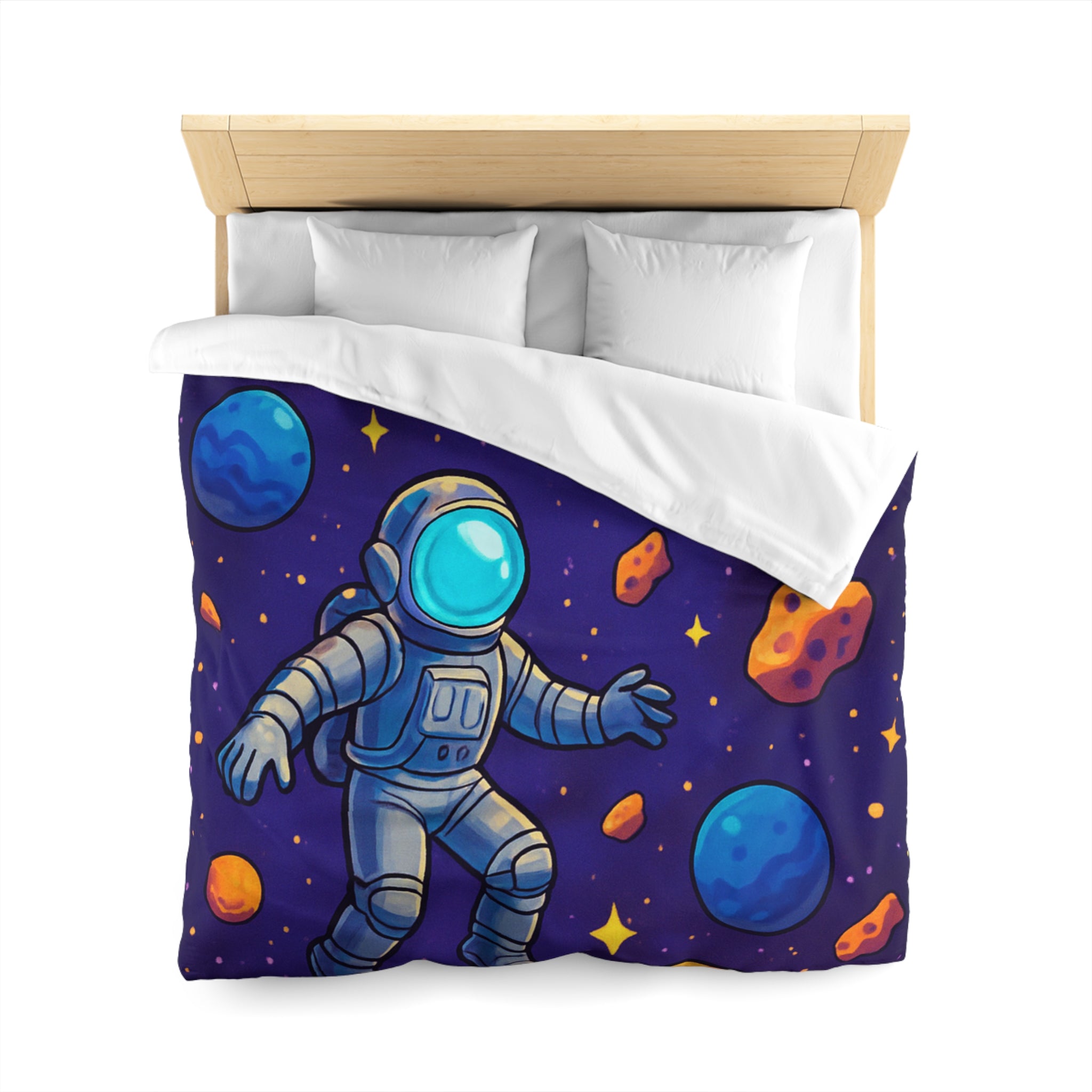 Housse de couette spatiale avec astronaute et planètes colorées pour enfants et adultes