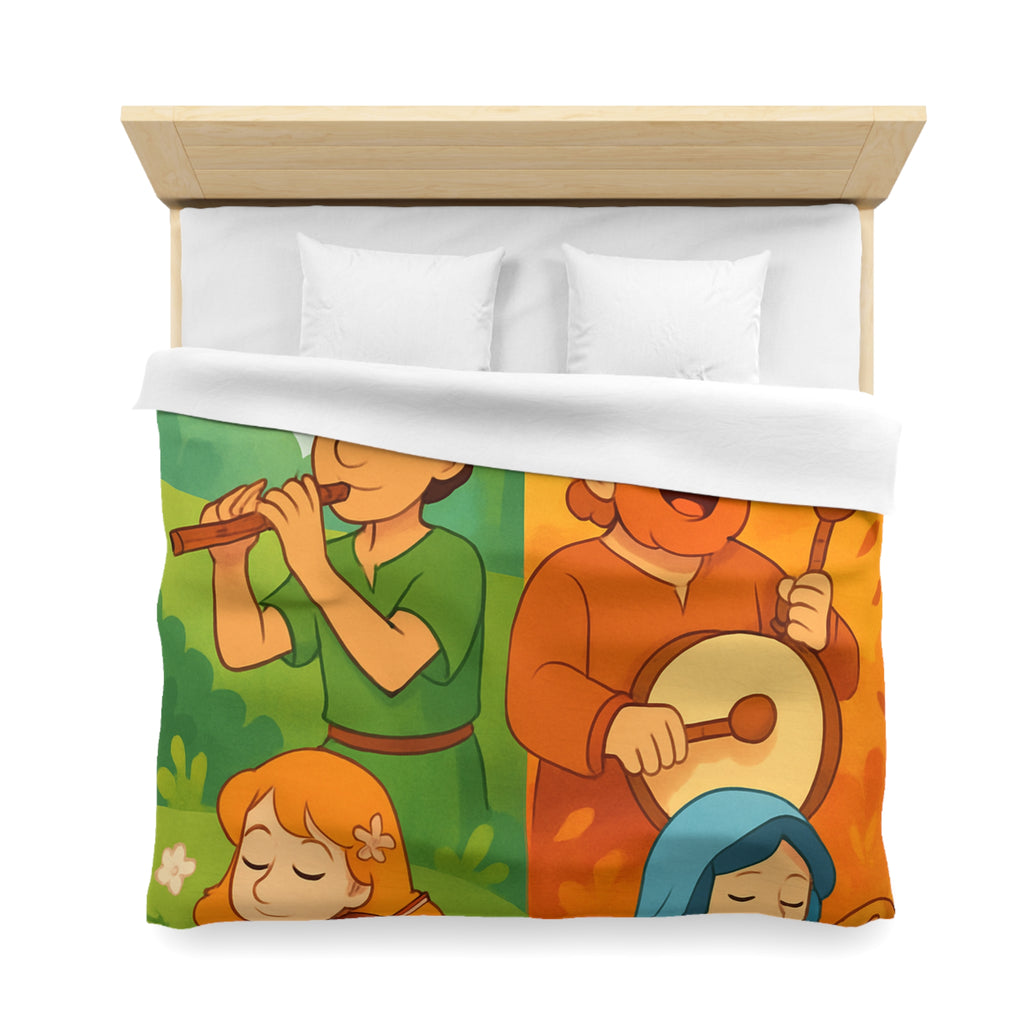 Housse de Couette Musique des Quatre Saisons Harpe Violon Tambour Flûte Enchanteur