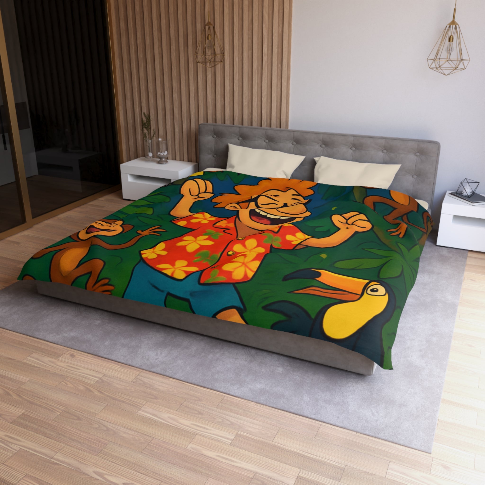 Housse de Couette Microfibre Illustration Unique Design Moderne Décoration Intérieure Raffinée