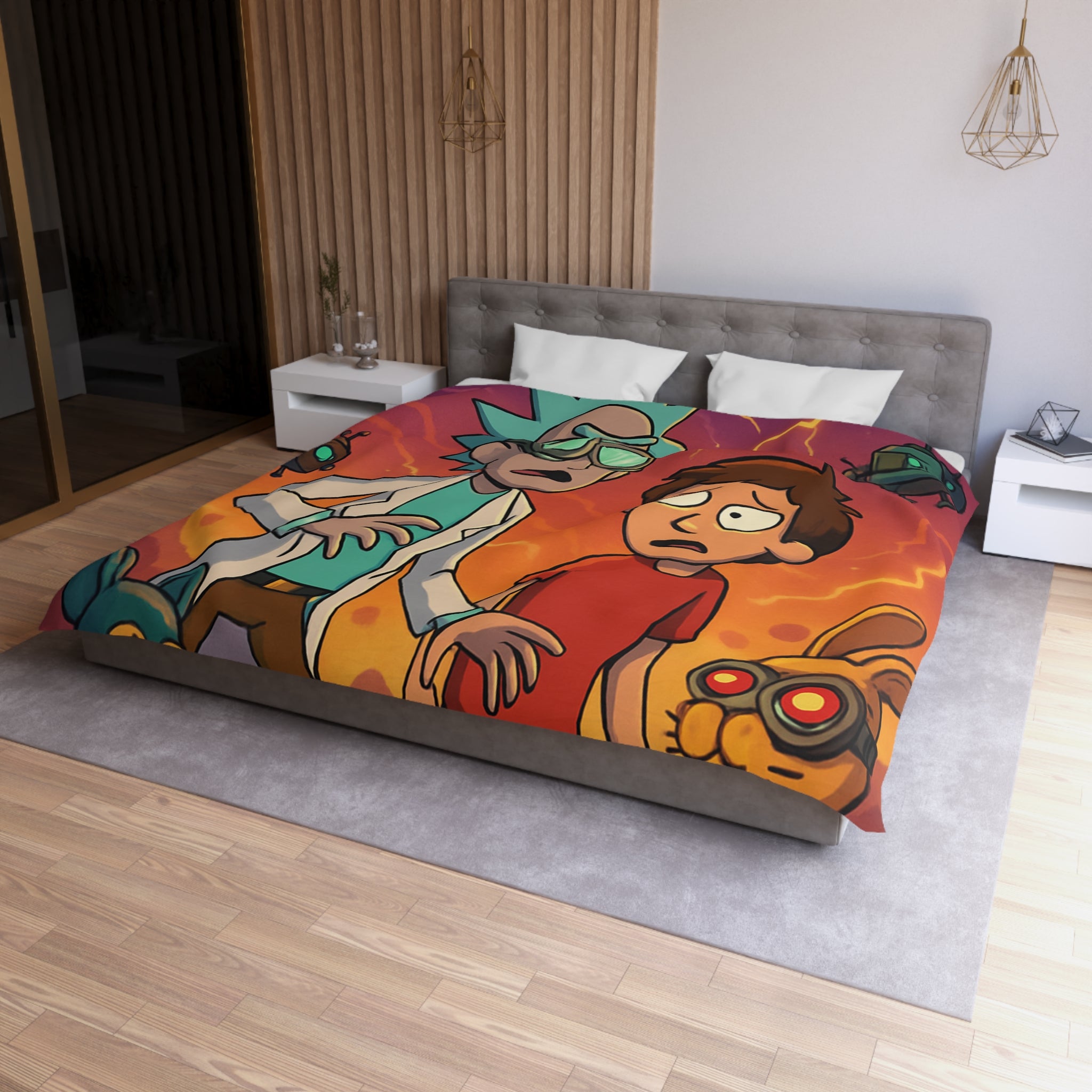 Housse de Couette Microfibre Motif Créatif Original Style Contemporain Chambre Élégante