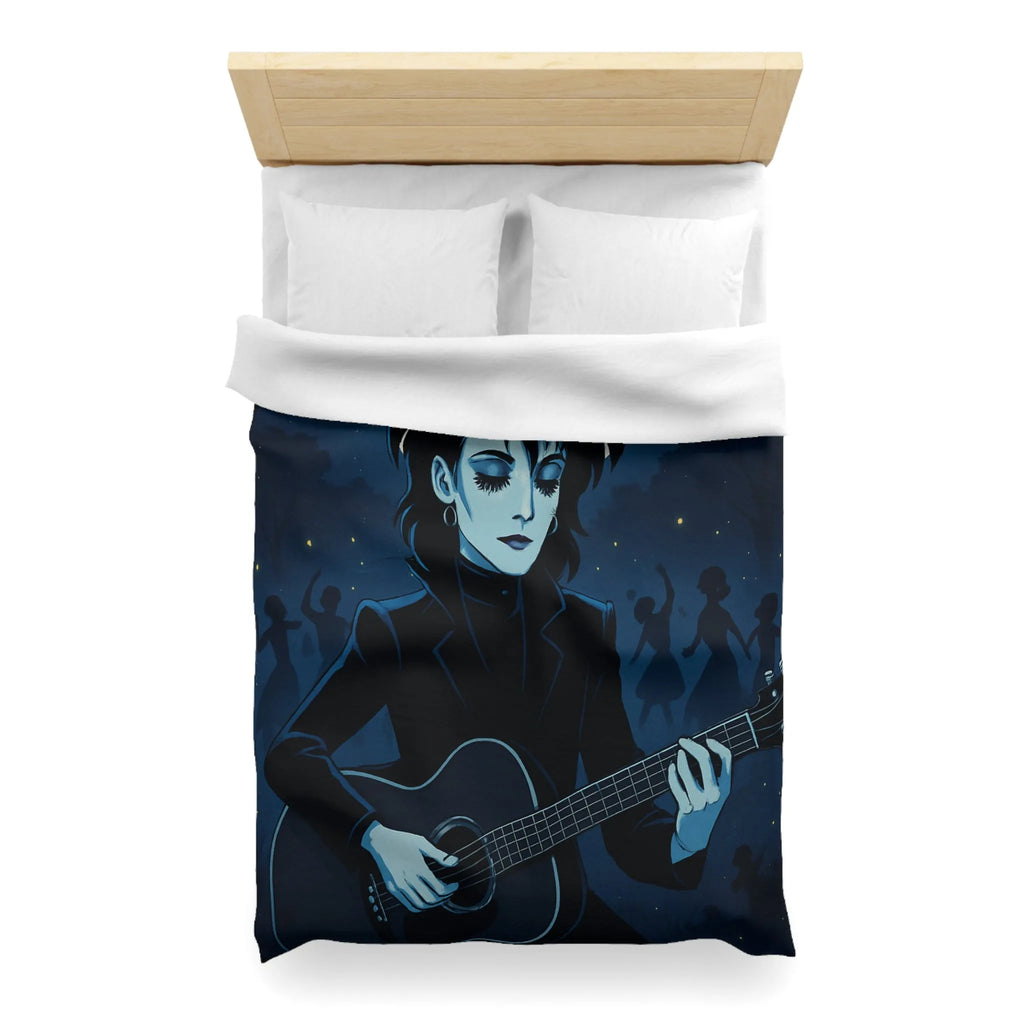 Housse de Couette Gothique avec Musicien à la Guitare Devant Pleine Lune Mystique