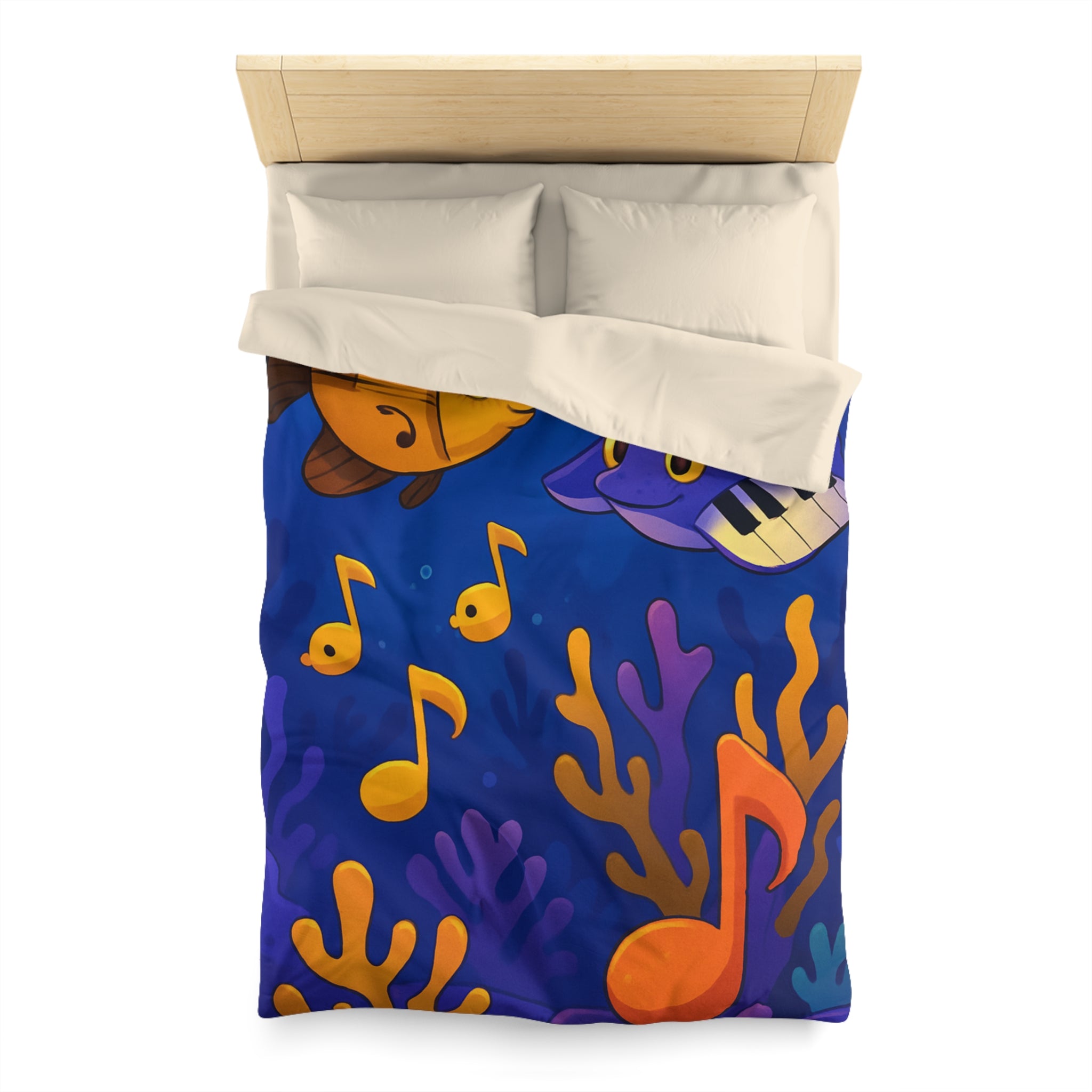 Housse de couette sous-marine colorée avec poissons et touches de musique océanique