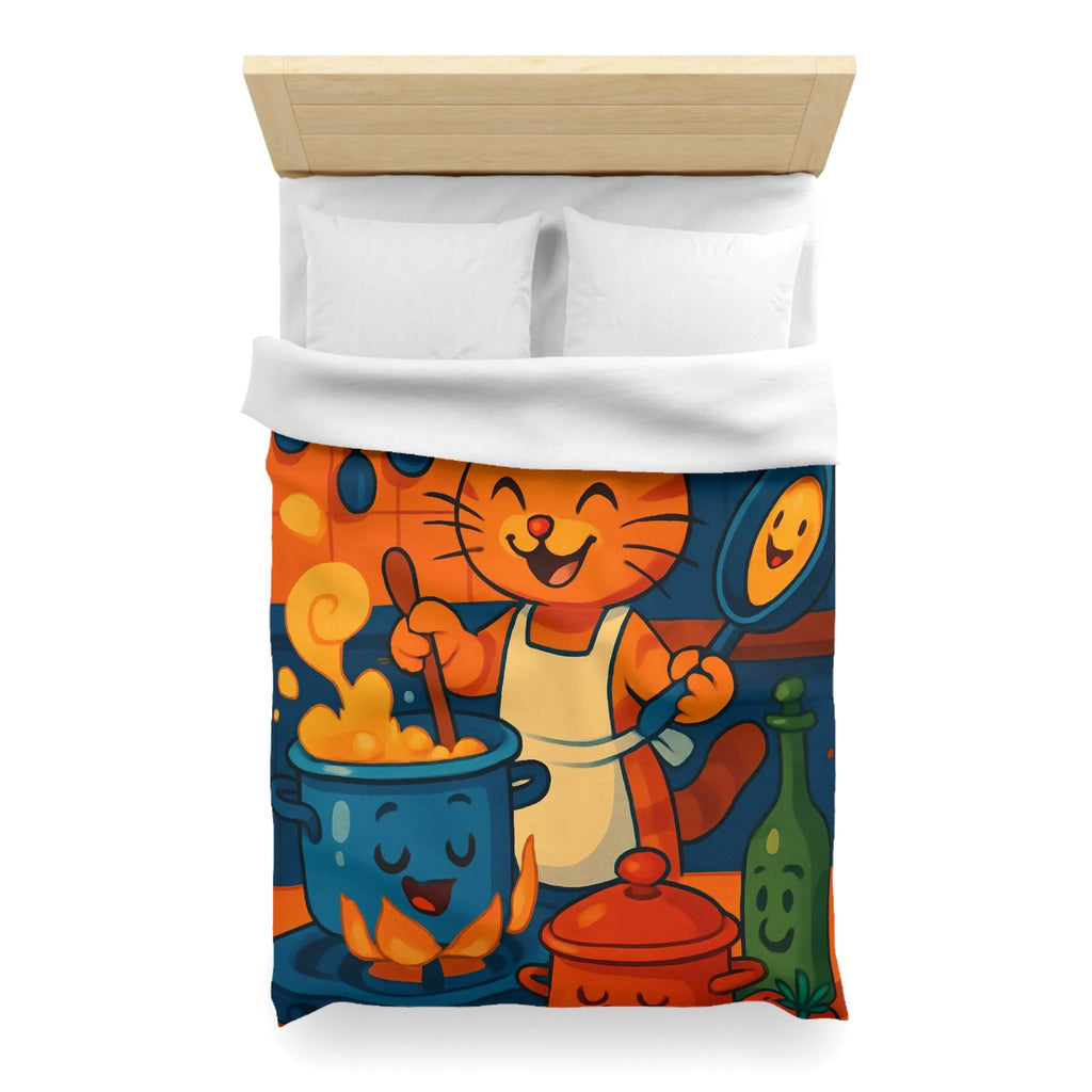Adorable Chat Cuisinier Heureux dans une Cuisine Colorée et Animée avec Accessoires Joyeux