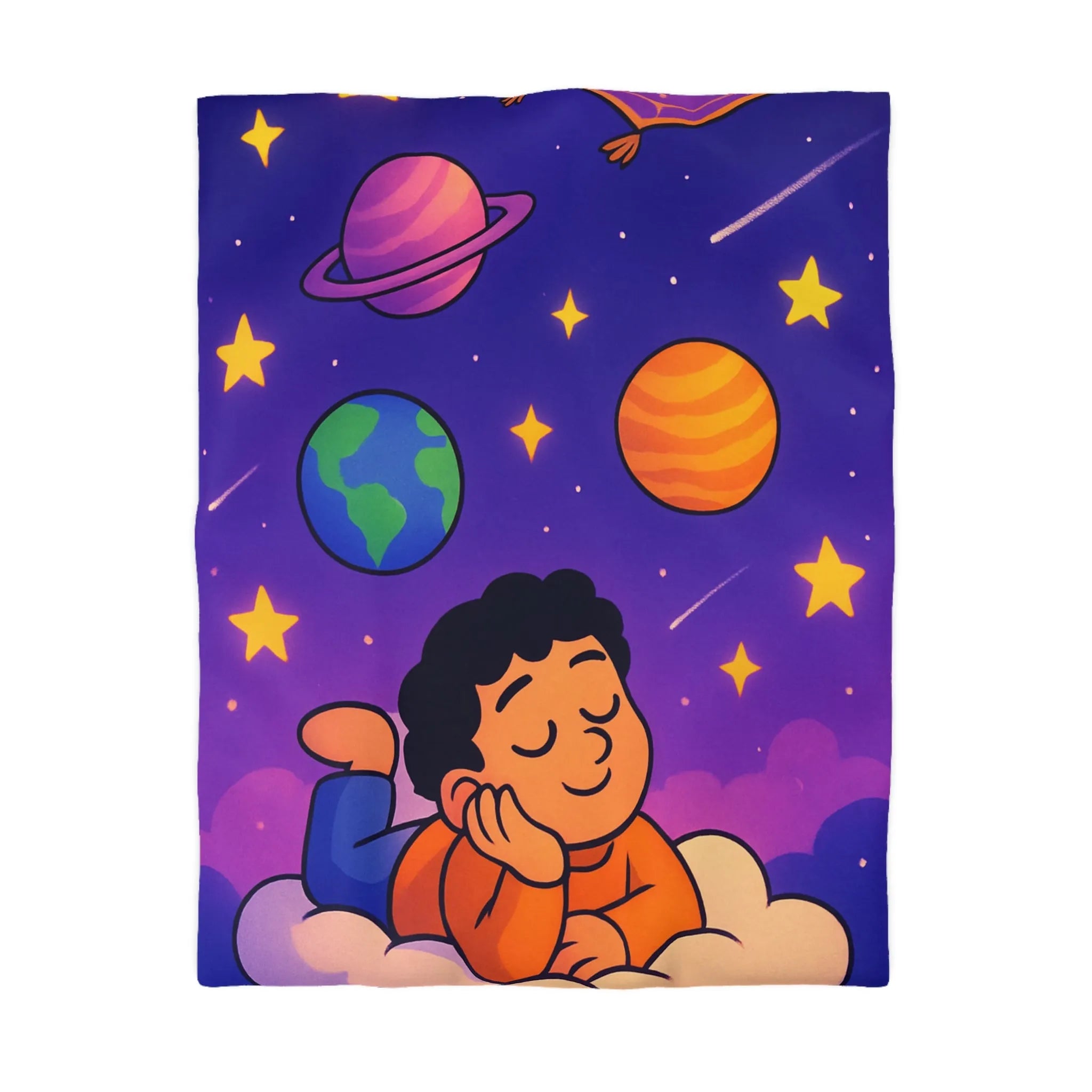 Housse de couette enfant cosmos rêve étoiles planètes univers magique et coloré