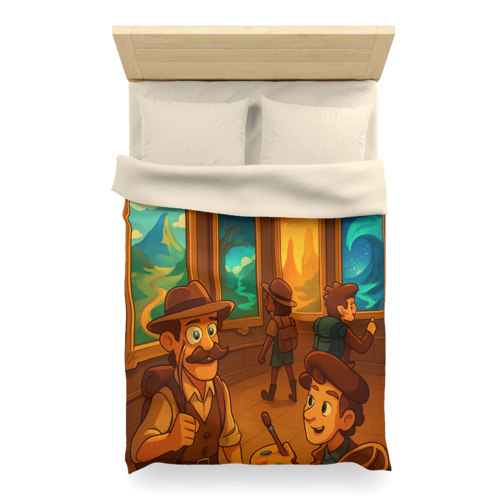 Housse de couette pour enfants avec aventure mystérieuse dans une galerie d'art