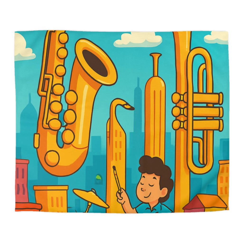 Housse de Couette Colorée avec Motif Musical pour Enfants Amoureux de Jazz en Ville