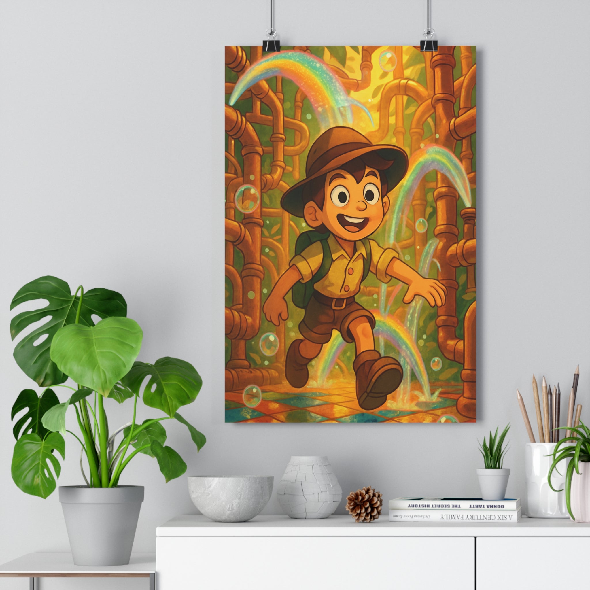 Poster décoratif joyeux cartoon steampunk cuivre coloré magique aventure salon chambre enfant fantastique qualité