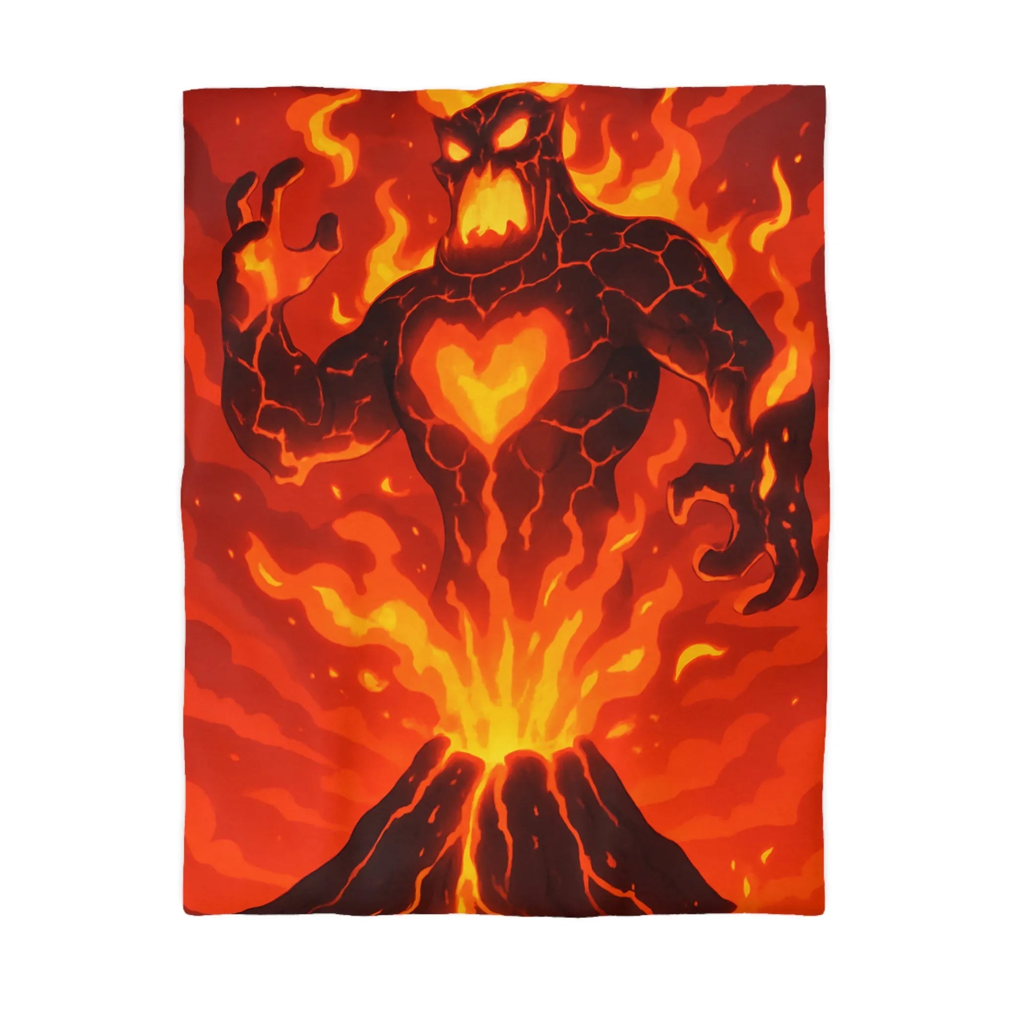 Éruption Volcanique Époustouflante: Figure Enflammée Surgissant De Coulées de Lave Rougeoyantes