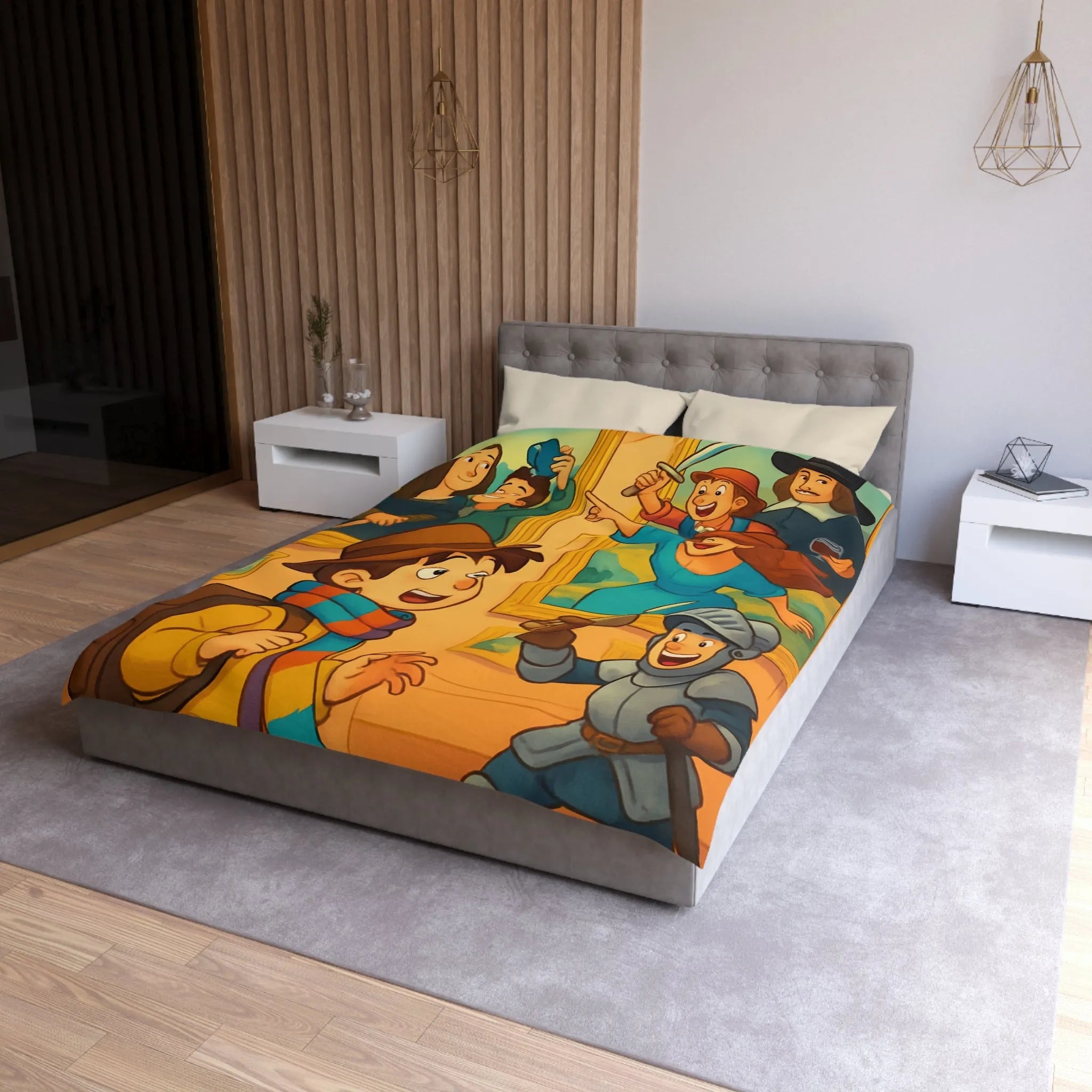 Couette Enfant Haute Qualité Motif Musée Aventure Jeux Joyeux Chevalier Éducatif Coloré