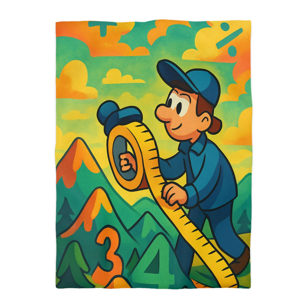 Housse de couette colorée pour enfants avec paysage ludique et motifs géométriques