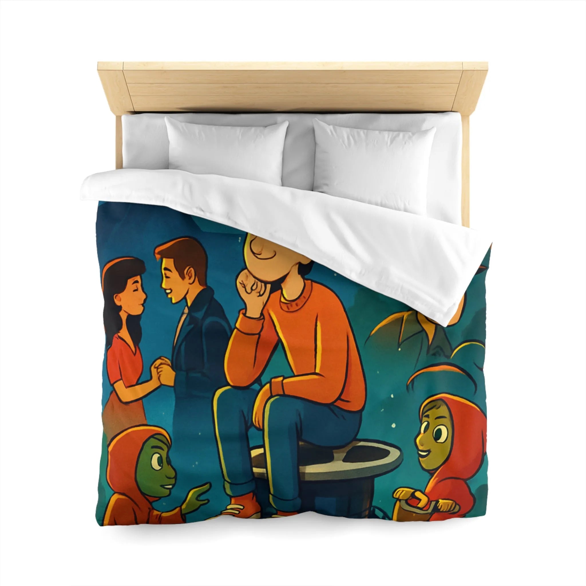 Housse de Couette Microfibre Art Graphique Contemporain Style Décoratif Chambre Tendance