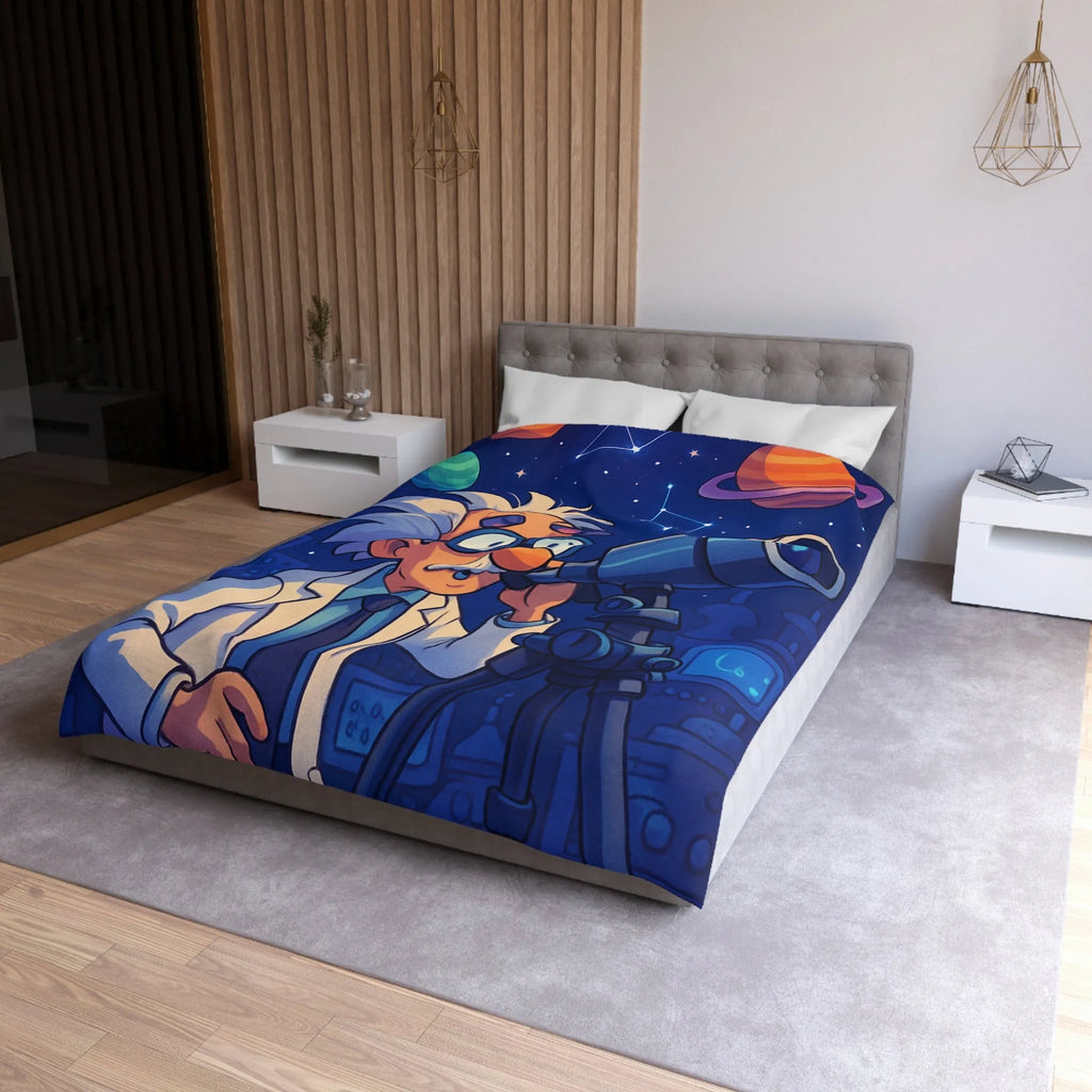 Housse de Couette Enseignant Passionné Astronomie Télescope Étoiles Planètes Enfants Chambre Décorative