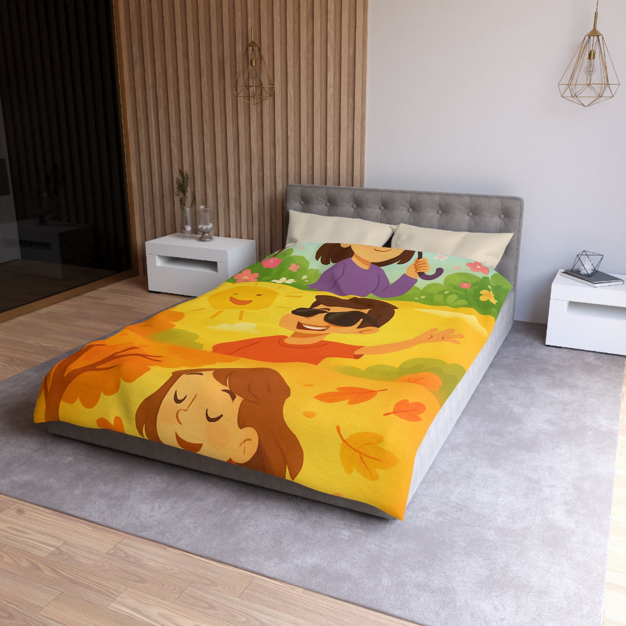 Housse de Couette Microfibre Design Artistique Moderne Décoration Chambre Confort Premium