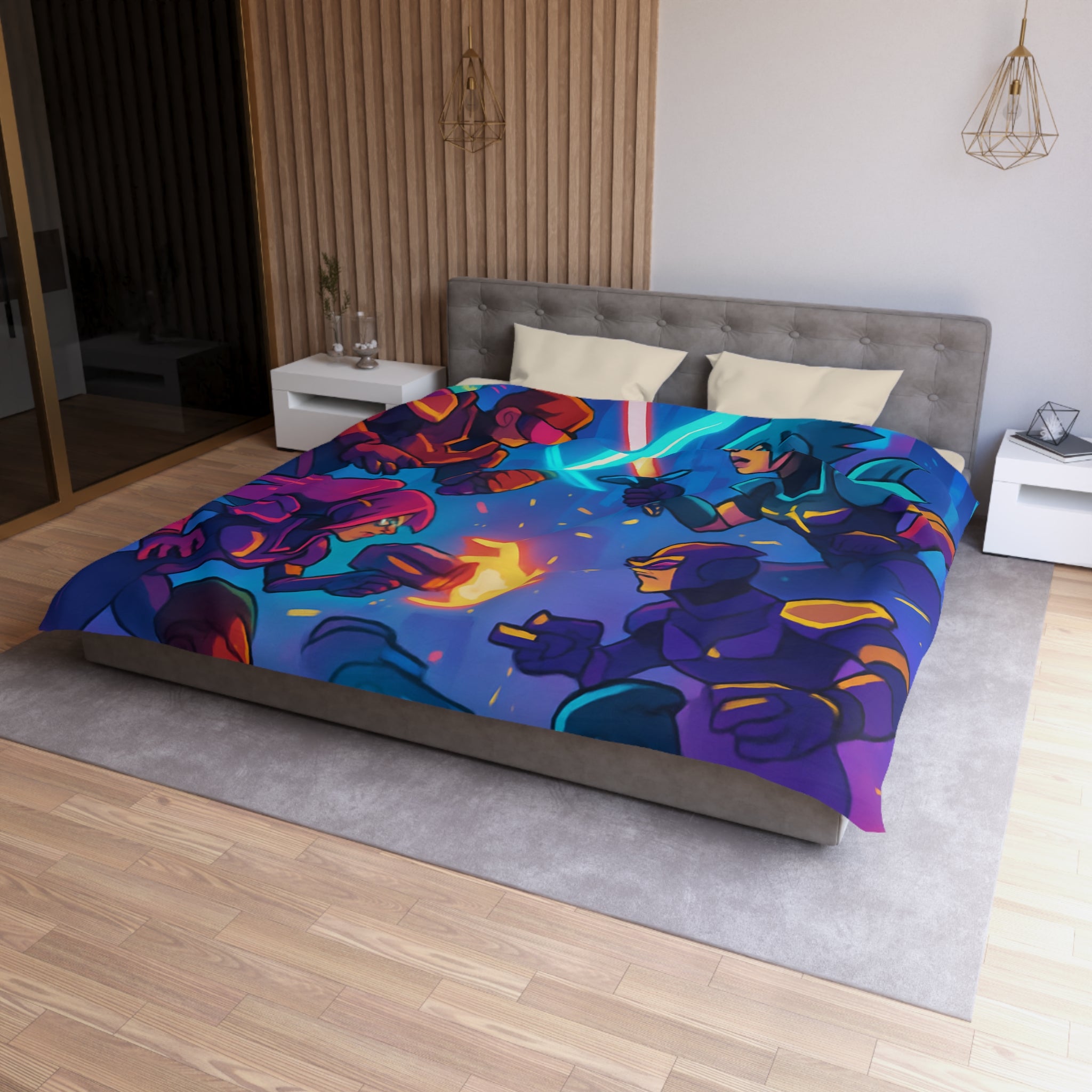 Housse de Couette Microfibre Motif Créatif Original Style Contemporain Chambre Élégante