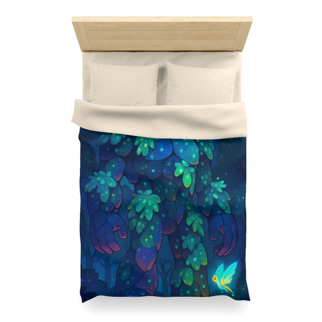 Housse de Couette Féérique avec Golem Lumineux et Fées dans la Forêt Nocturne