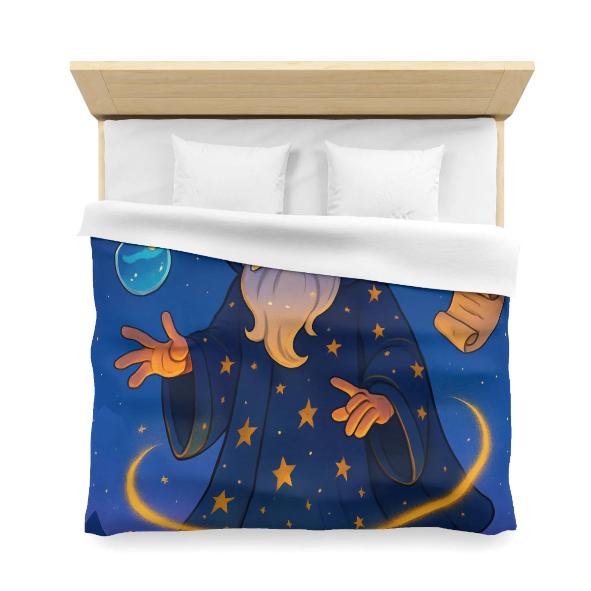 Housse de Couette Magicien Étoilé avec Parchemins Enchantés et Fioles Lumineuses