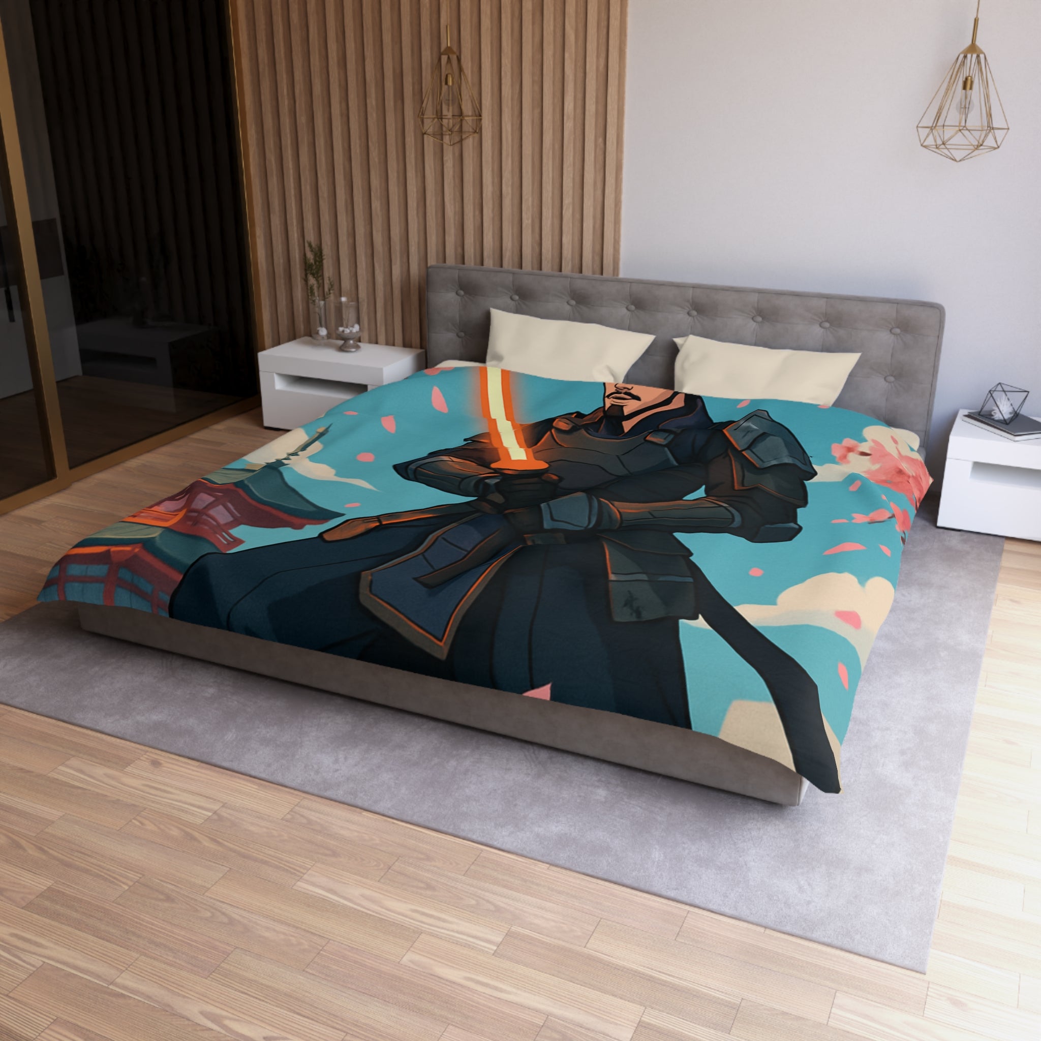 Housse de Couette Microfibre Illustration Unique Design Moderne Décoration Intérieure Raffinée