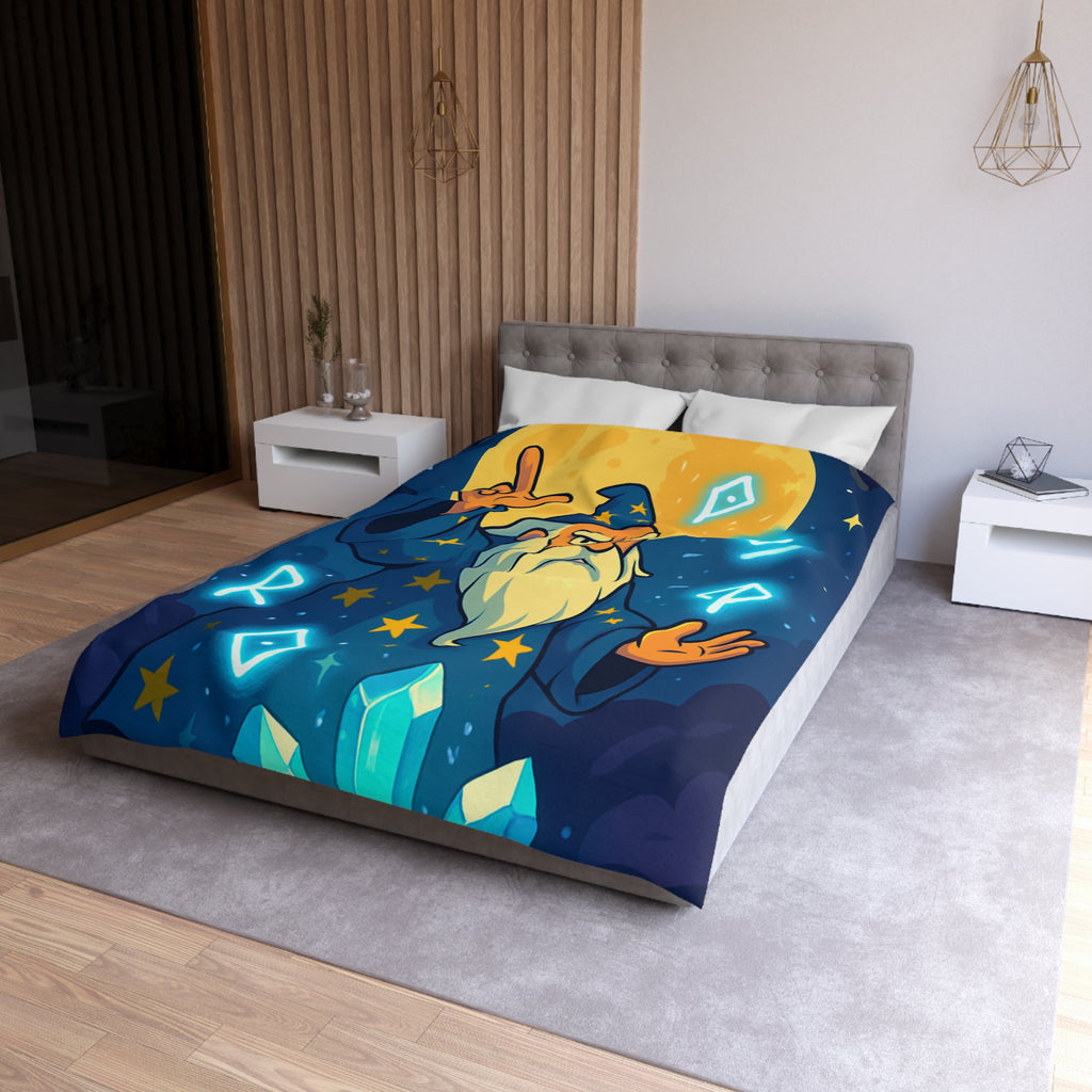 Housse de couette sorcier mystique avec cristaux et lune brillante magique