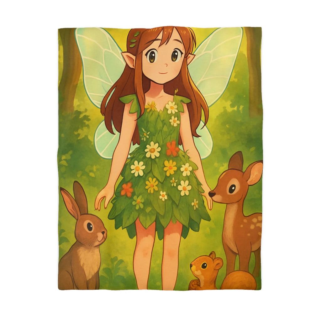 Housse de couette féerique avec fée et animaux de la forêt pour enfants