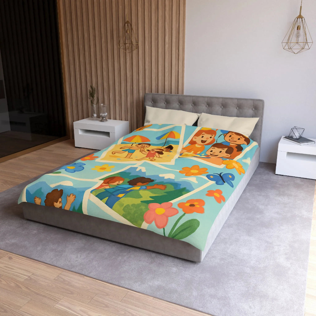 Housse de Couette Enfant : Aventures Ludiques en Été avec Amis et Nature