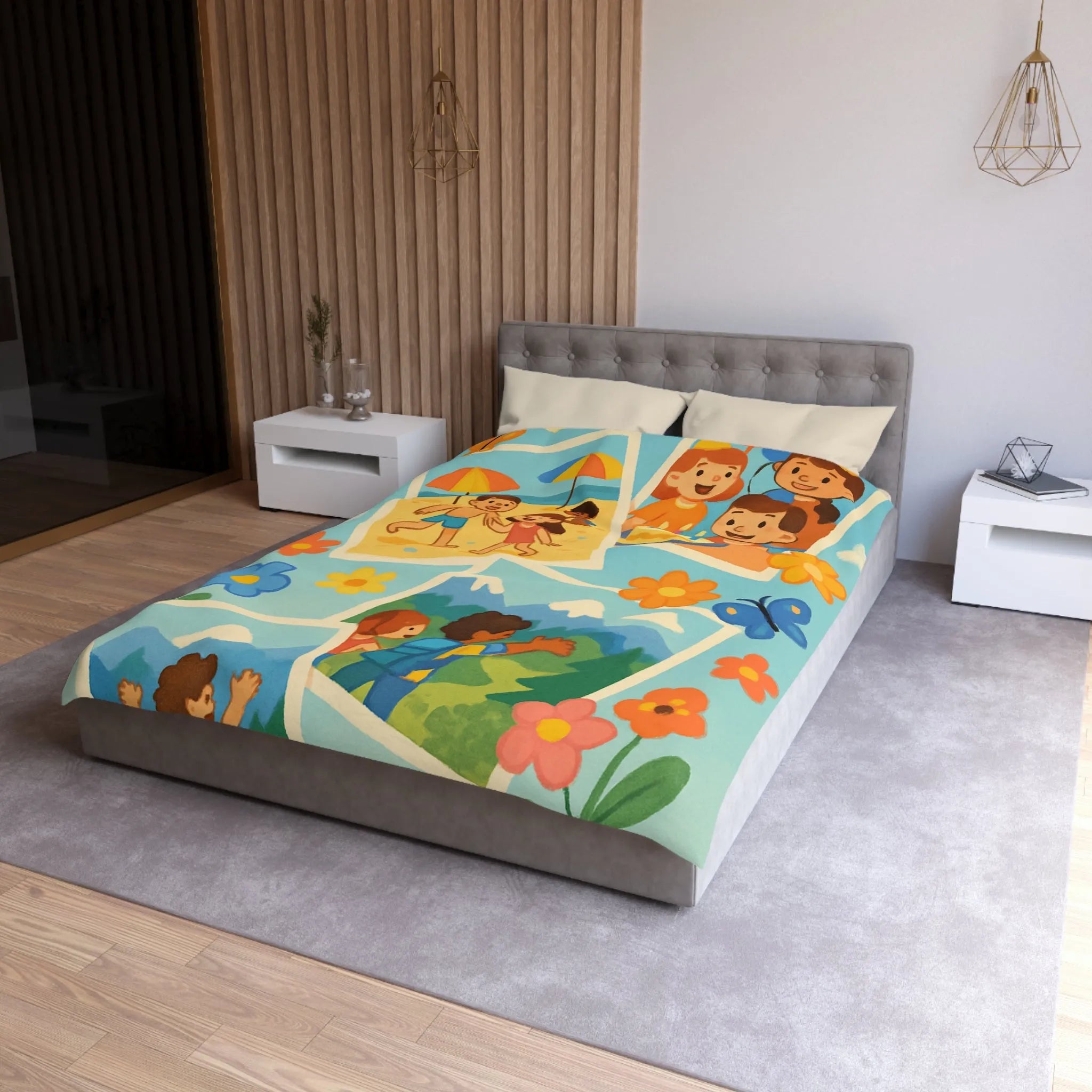 Housse de Couette Enfant : Aventures Ludiques en Été avec Amis et Nature