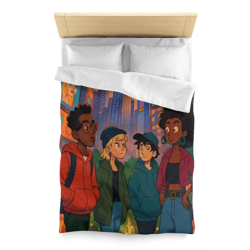 Housse de Couette Microfibre Art Graphique Contemporain Style Décoratif Chambre Tendance