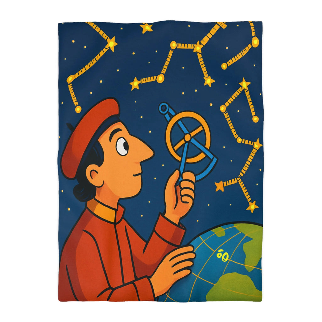 Housse de couette astronomie éducative avec constellations étoilées dans une nuit étoilée