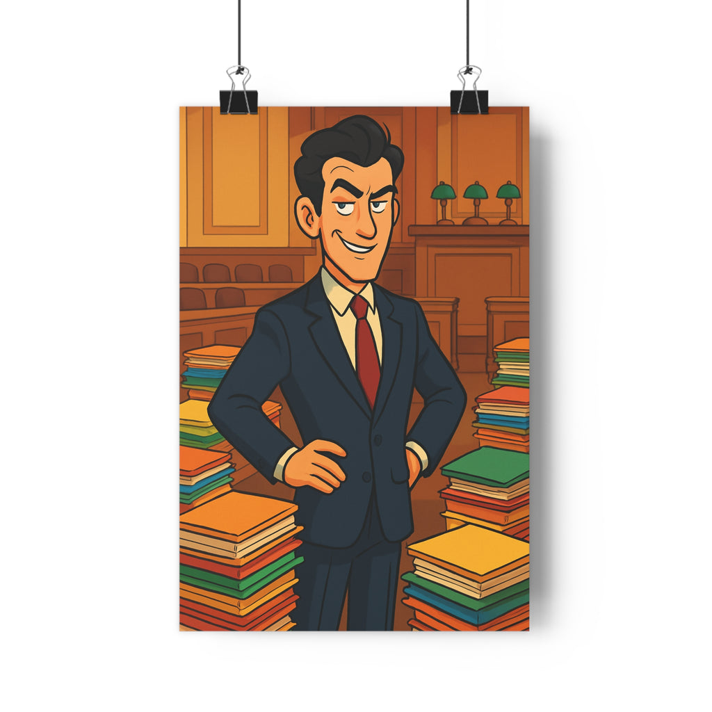 Poster décoratif caricatural orange vert bleu bureau dynamique travail artistique contemporain impression originale 30x46