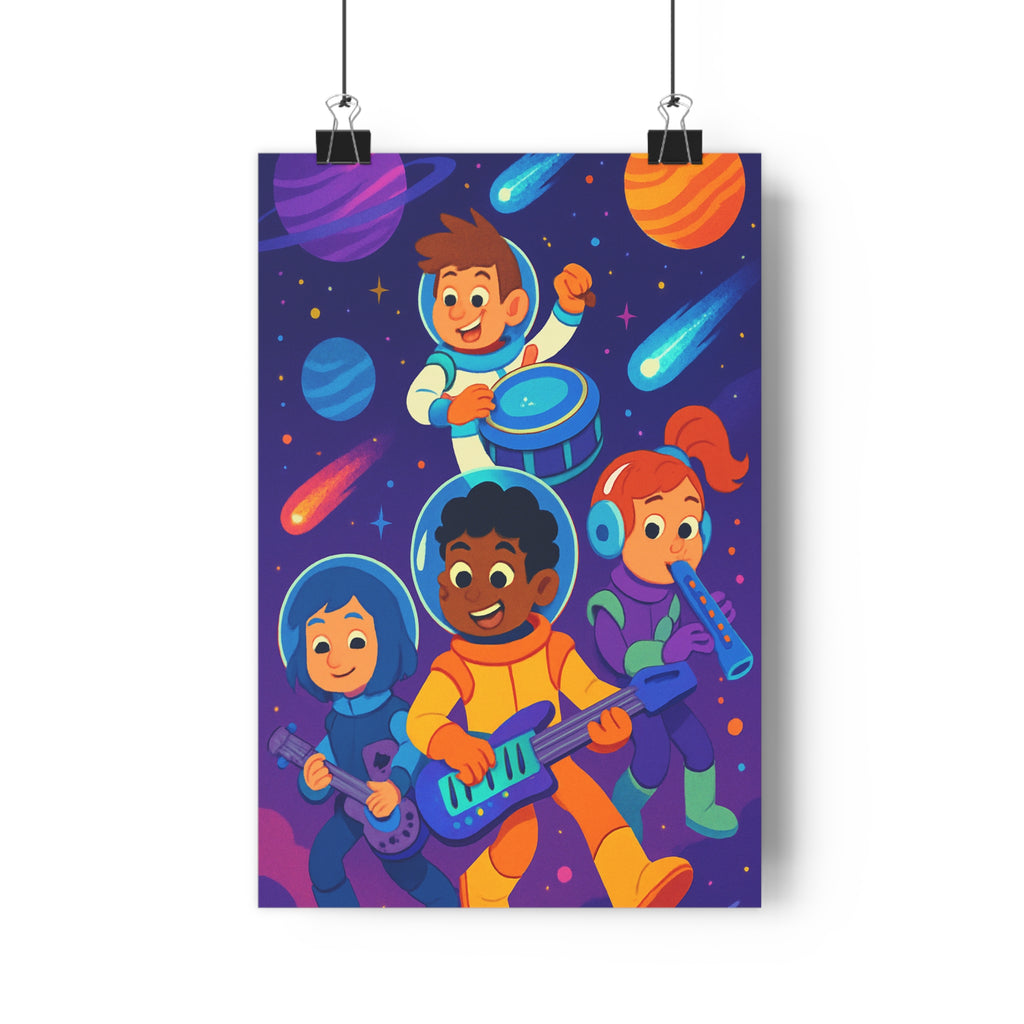 Poster décoratif anime astronaute musique espace bleu violet orange chambre aventure moderne comètes qualité