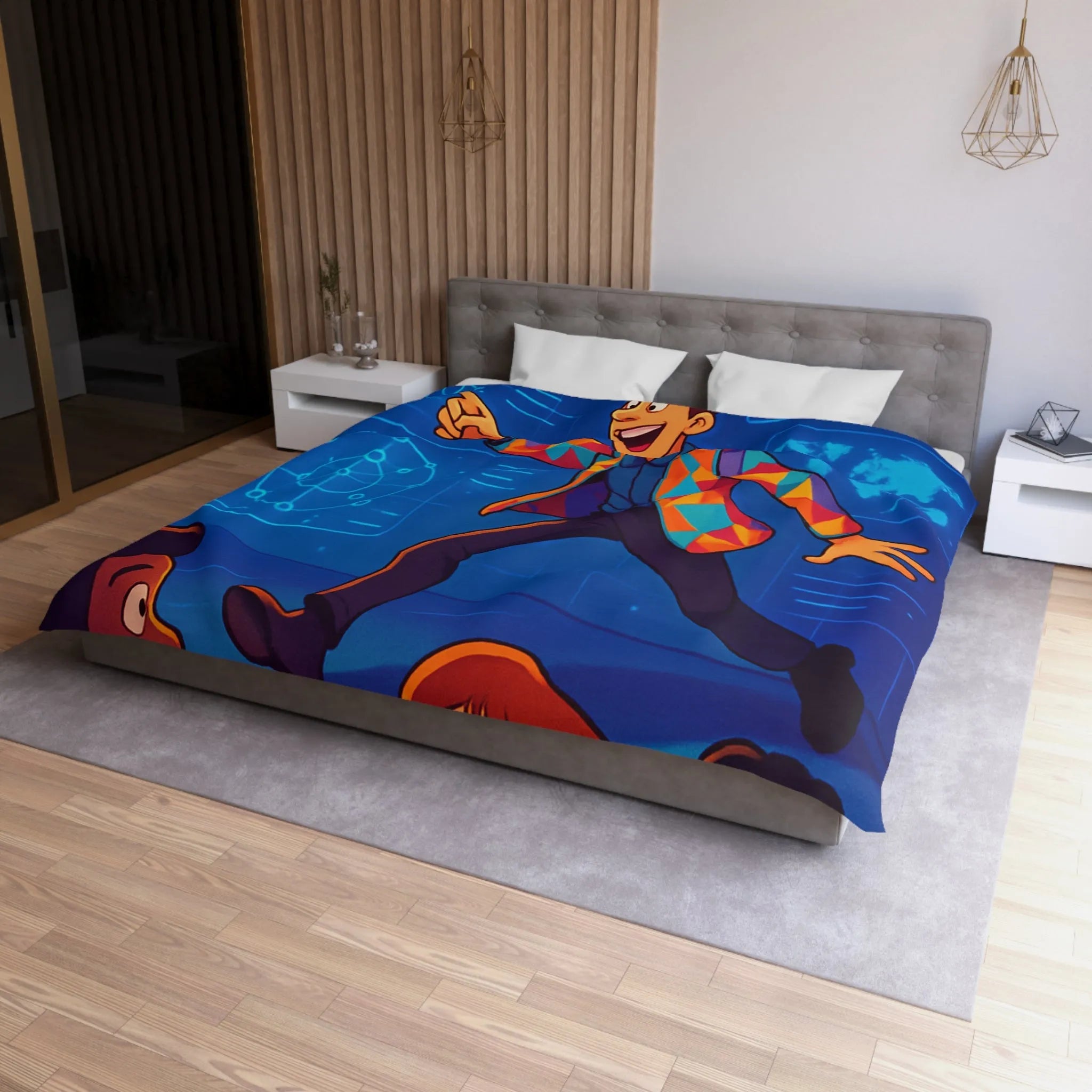 Housse de couette colorée avec motifs géométriques pour chambre moderne et artistique