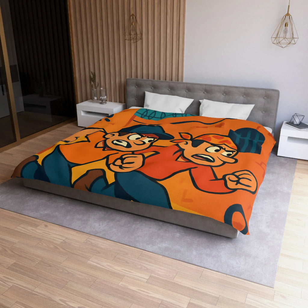 Housse de couette cartoon évasion prisonniers, ambiance aventure et couleurs vives captivantes