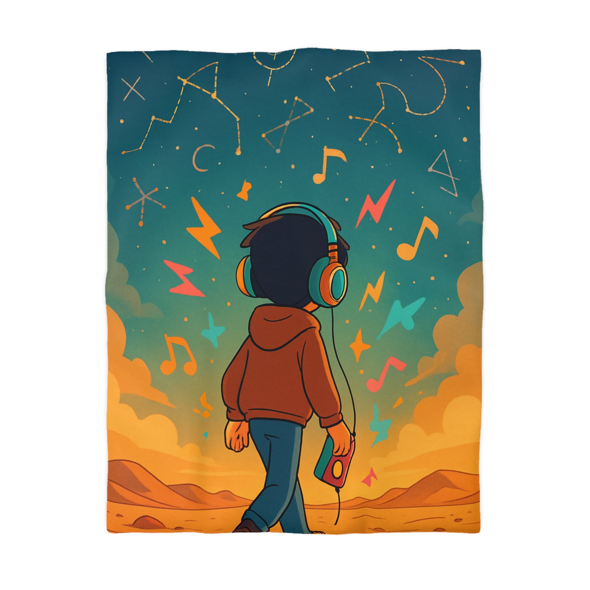Housse de couette rêve étoilé pour jeunes musiciens et amateurs de constellations