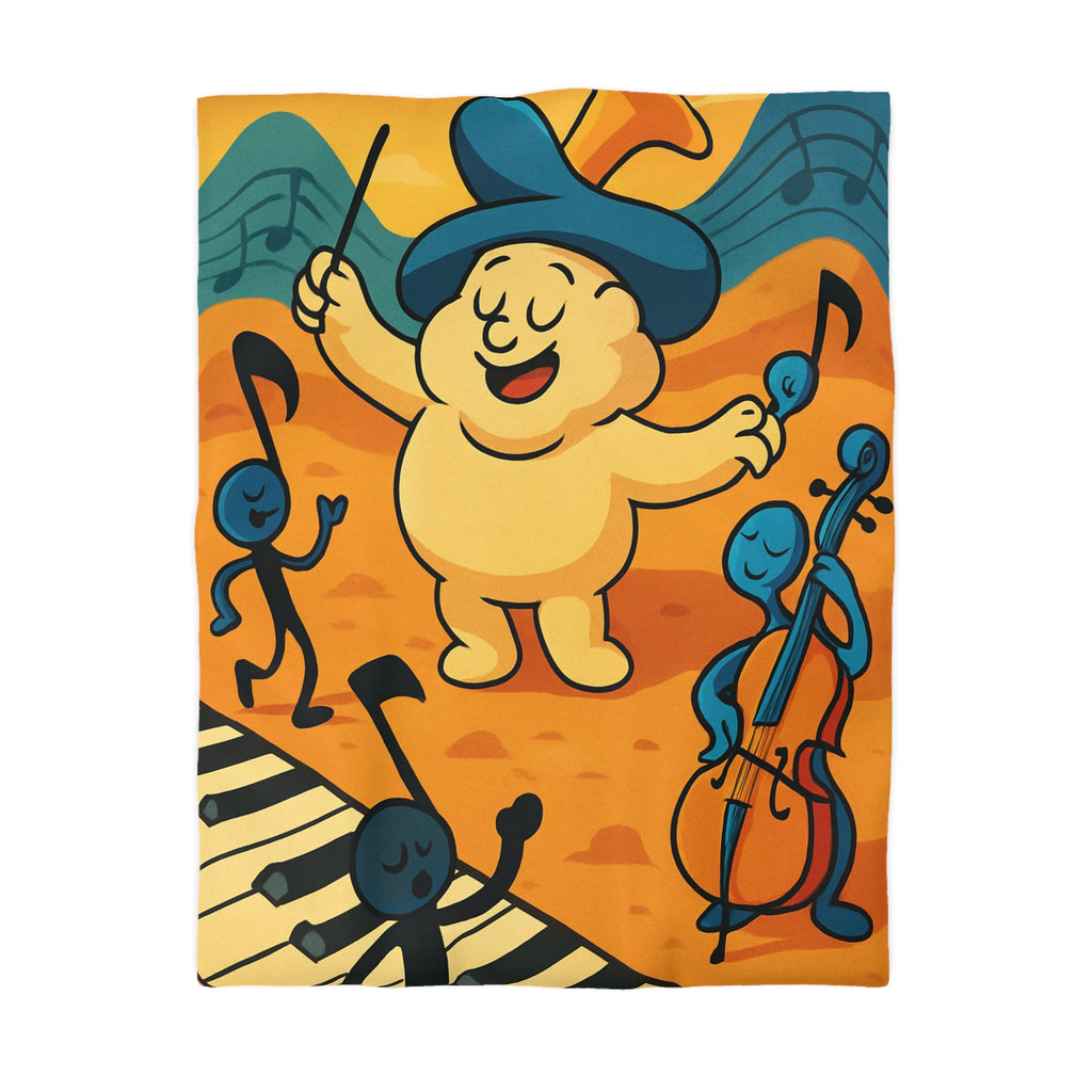 Housse de Couette Musicale Enfantine avec Chef d'Orchestre et Musiciens Fantaisistes