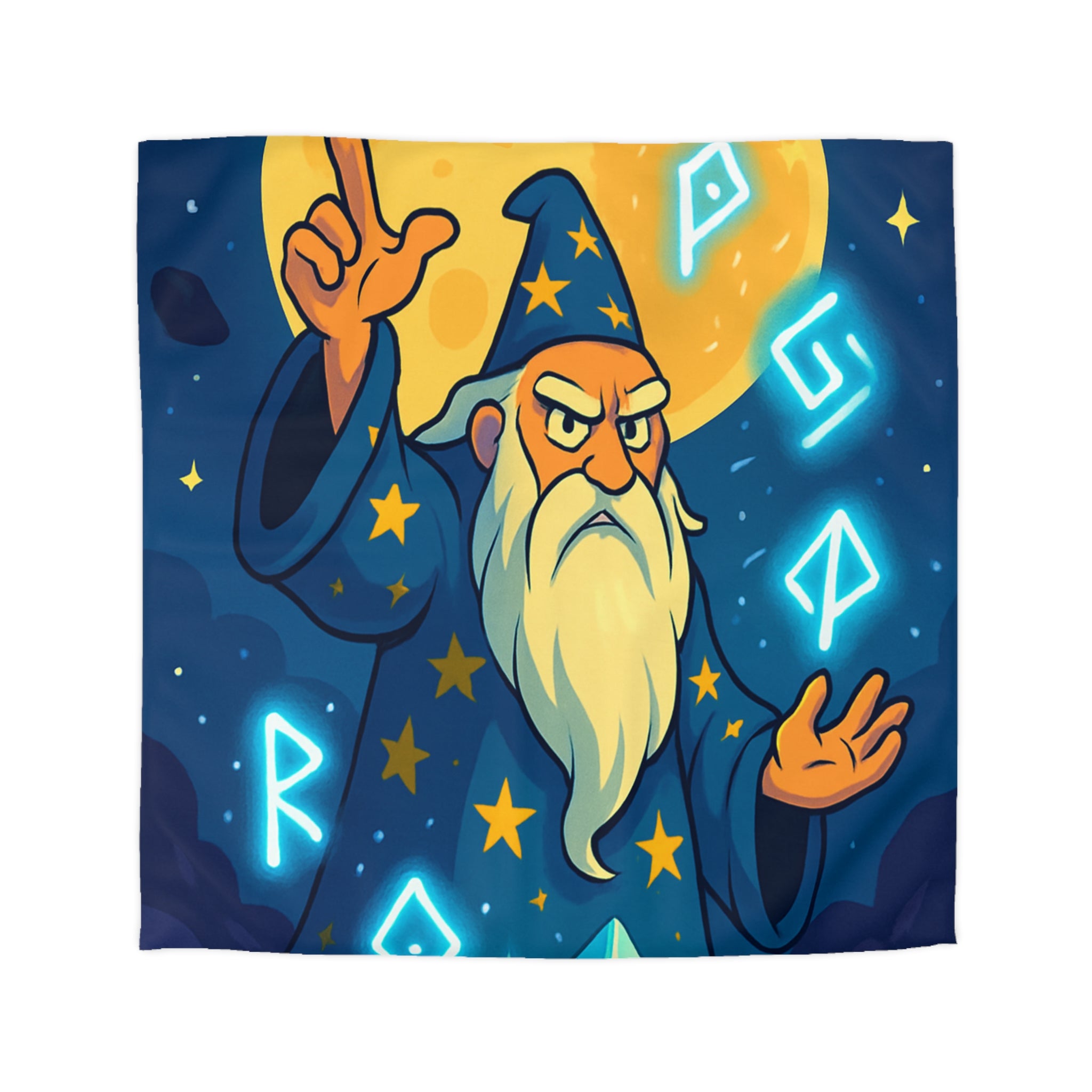 Housse de couette sorcier mystique avec cristaux et lune brillante magique