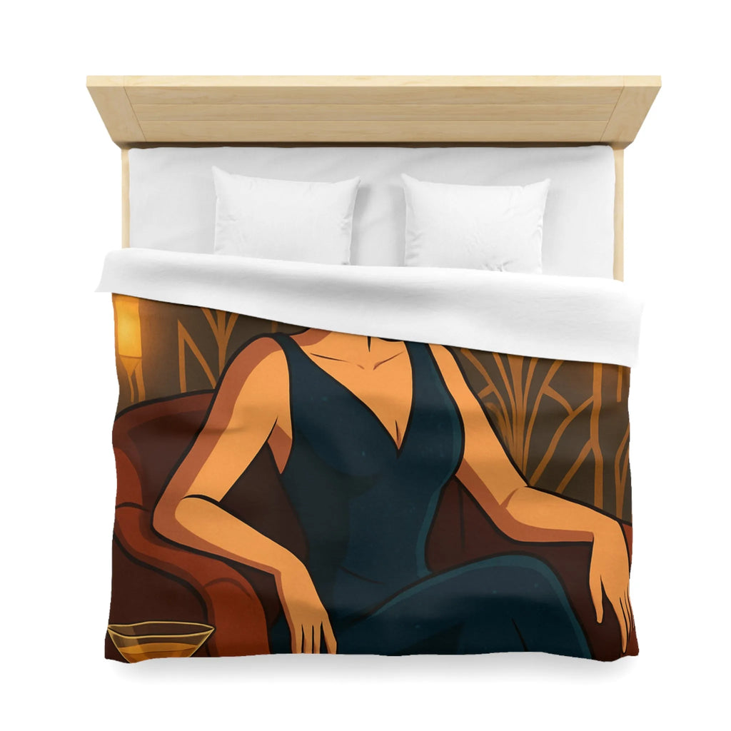 Élégance Art Déco : Housse de couette avec design femme glamour et cocktail martini